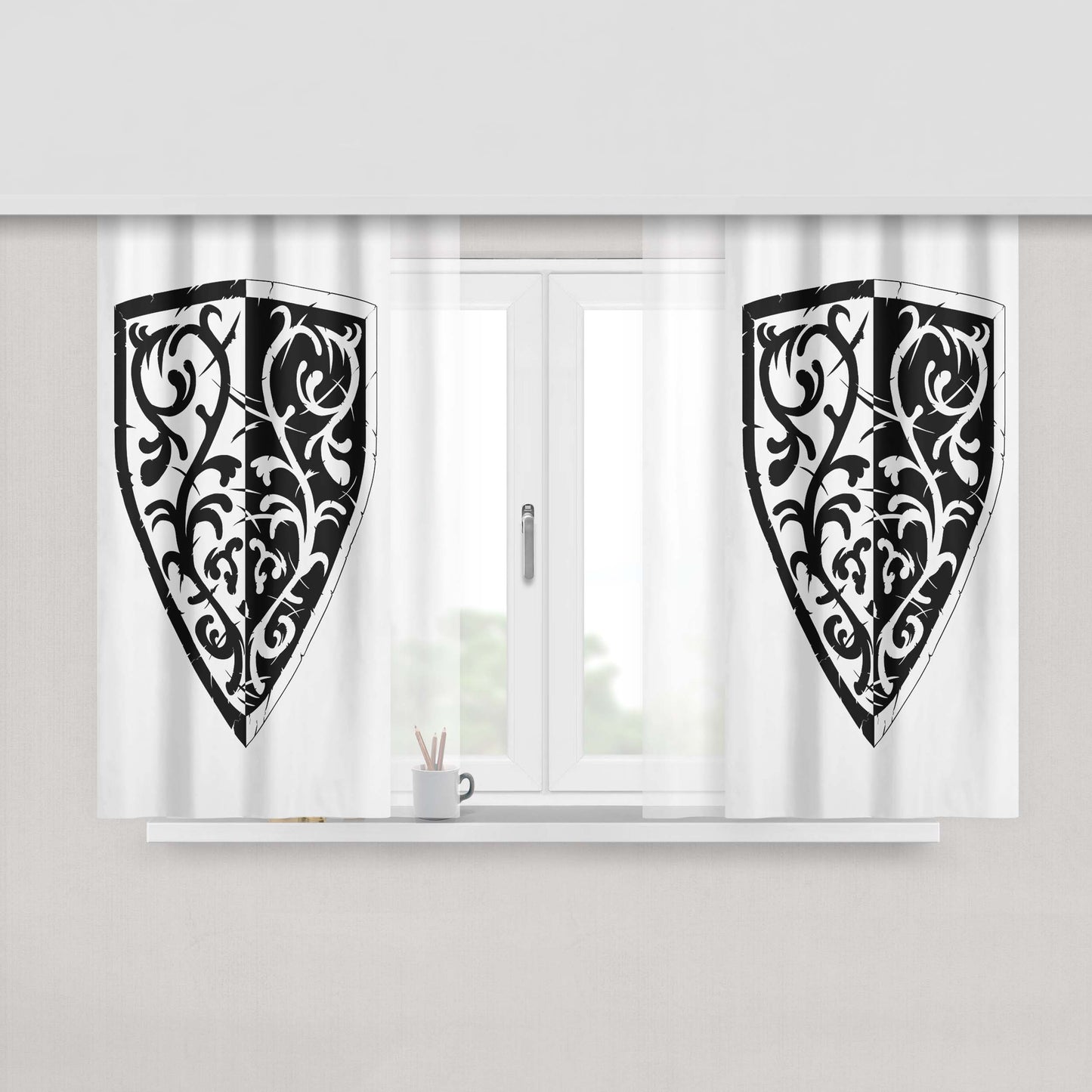 Grass Crest Shield Peach Skin Window Curtains