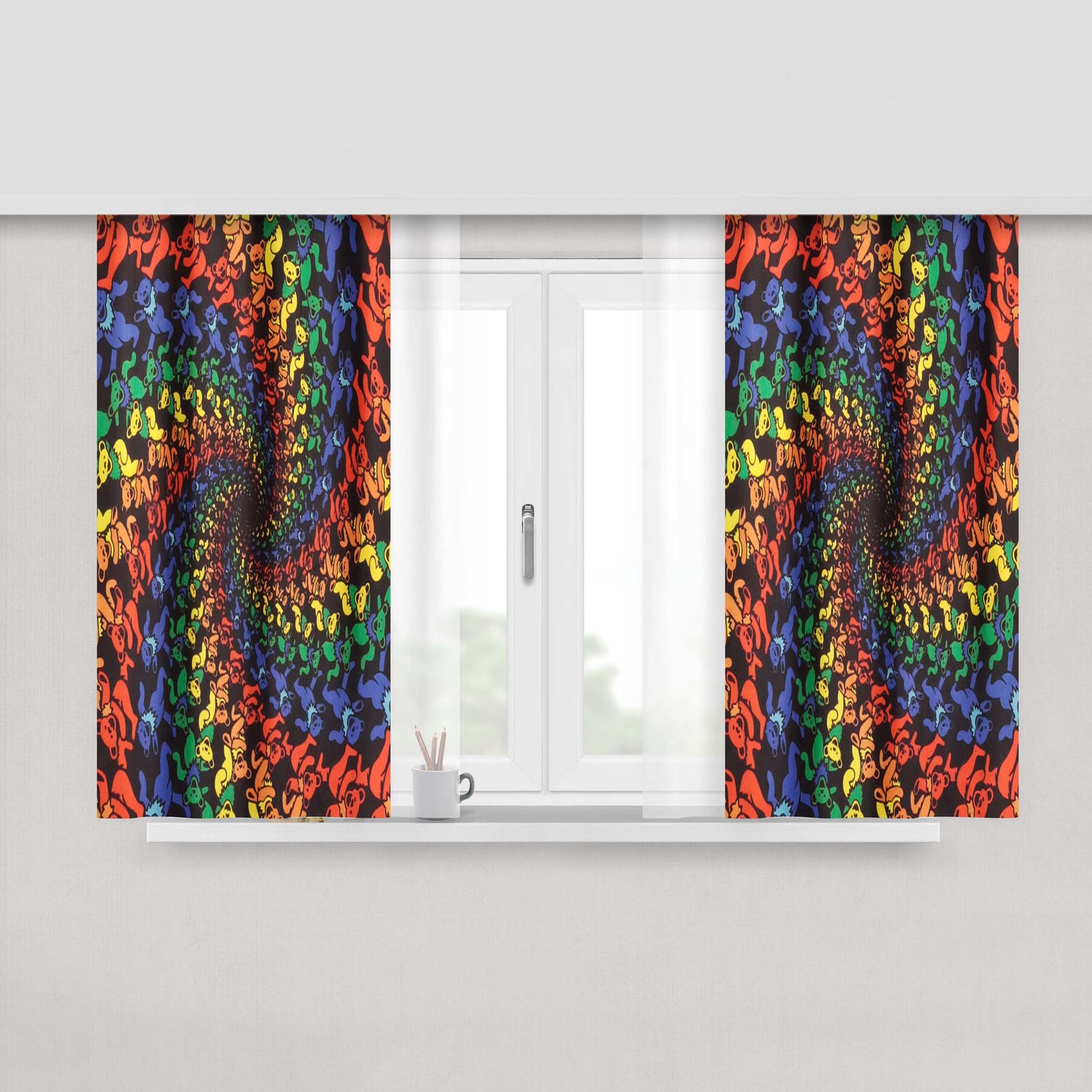 Grateful Dead Dancing Bears Peach Skin Window Curtains