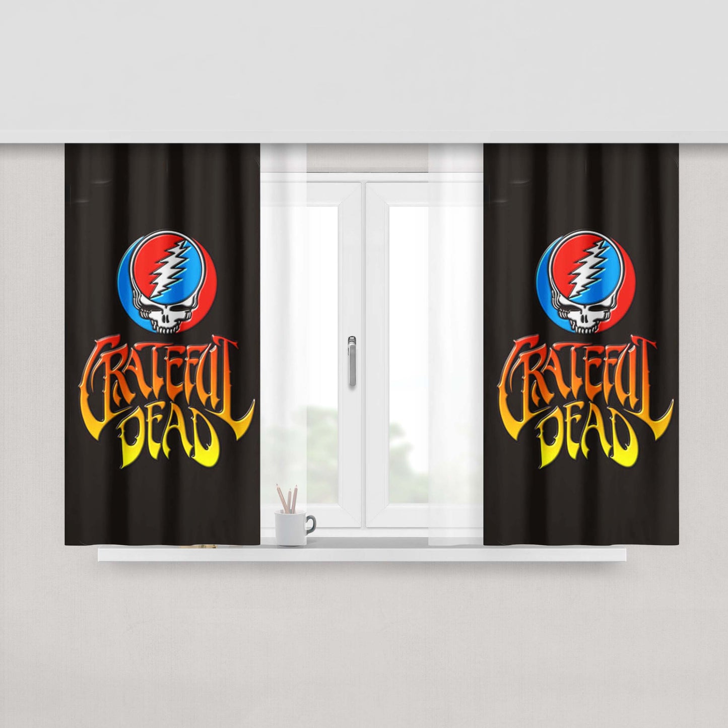 Grateful Dead Logo Peach Skin Window Curtains
