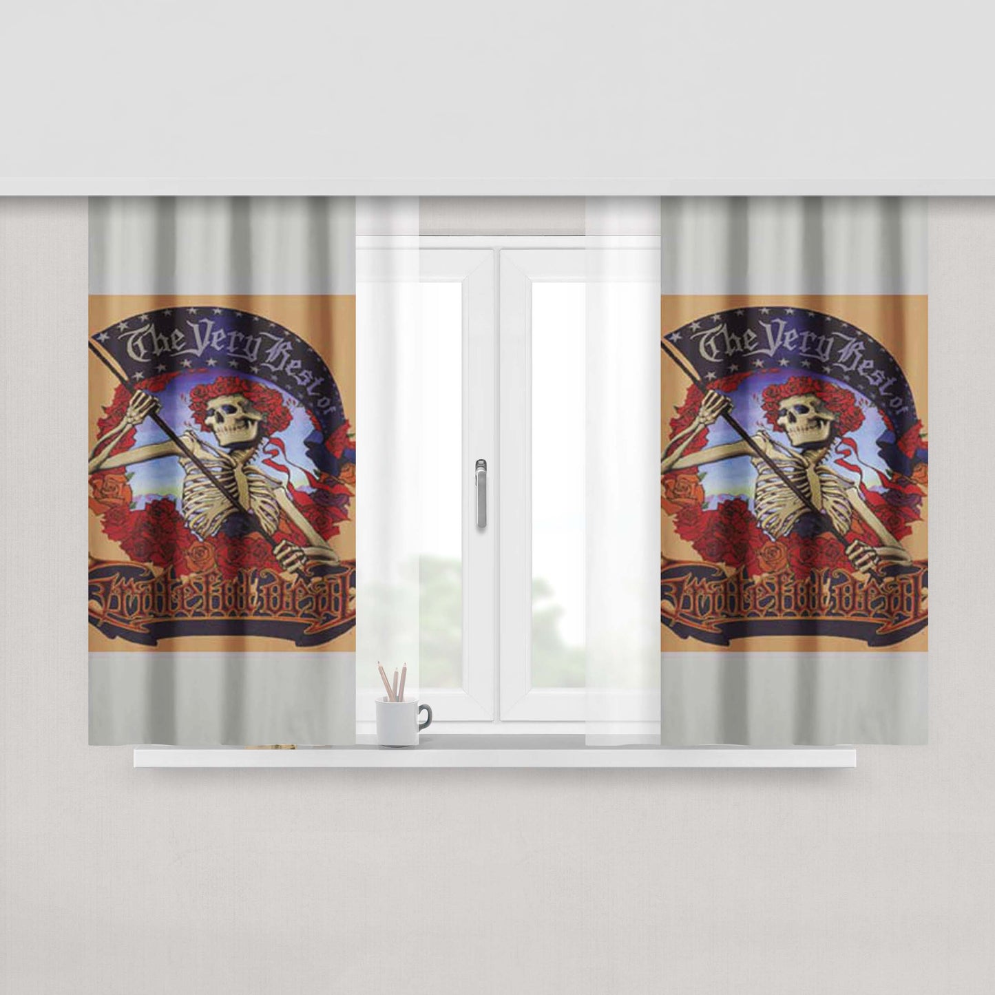 Grateful Dead Very Best Of Peach Skin Window Curtains