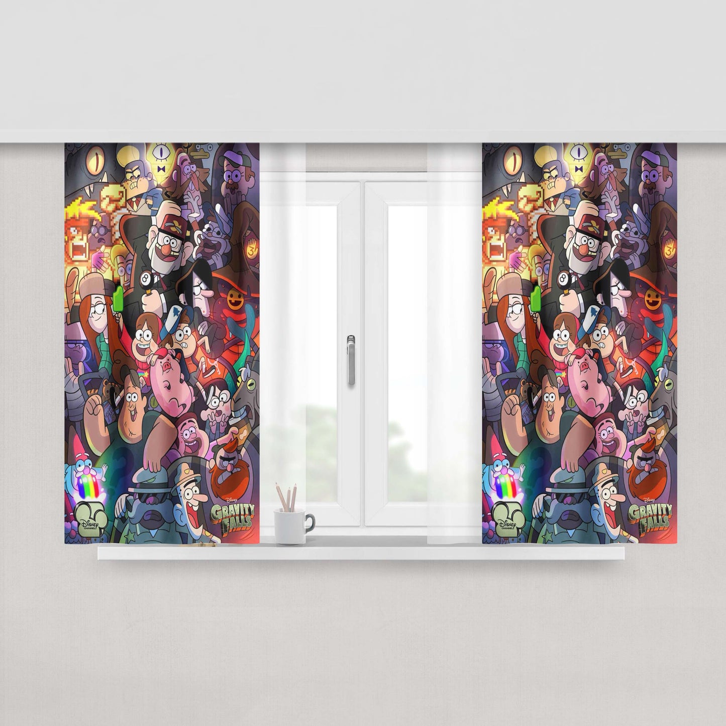 Gravity Fall Characters College Peach Skin Window Curtains