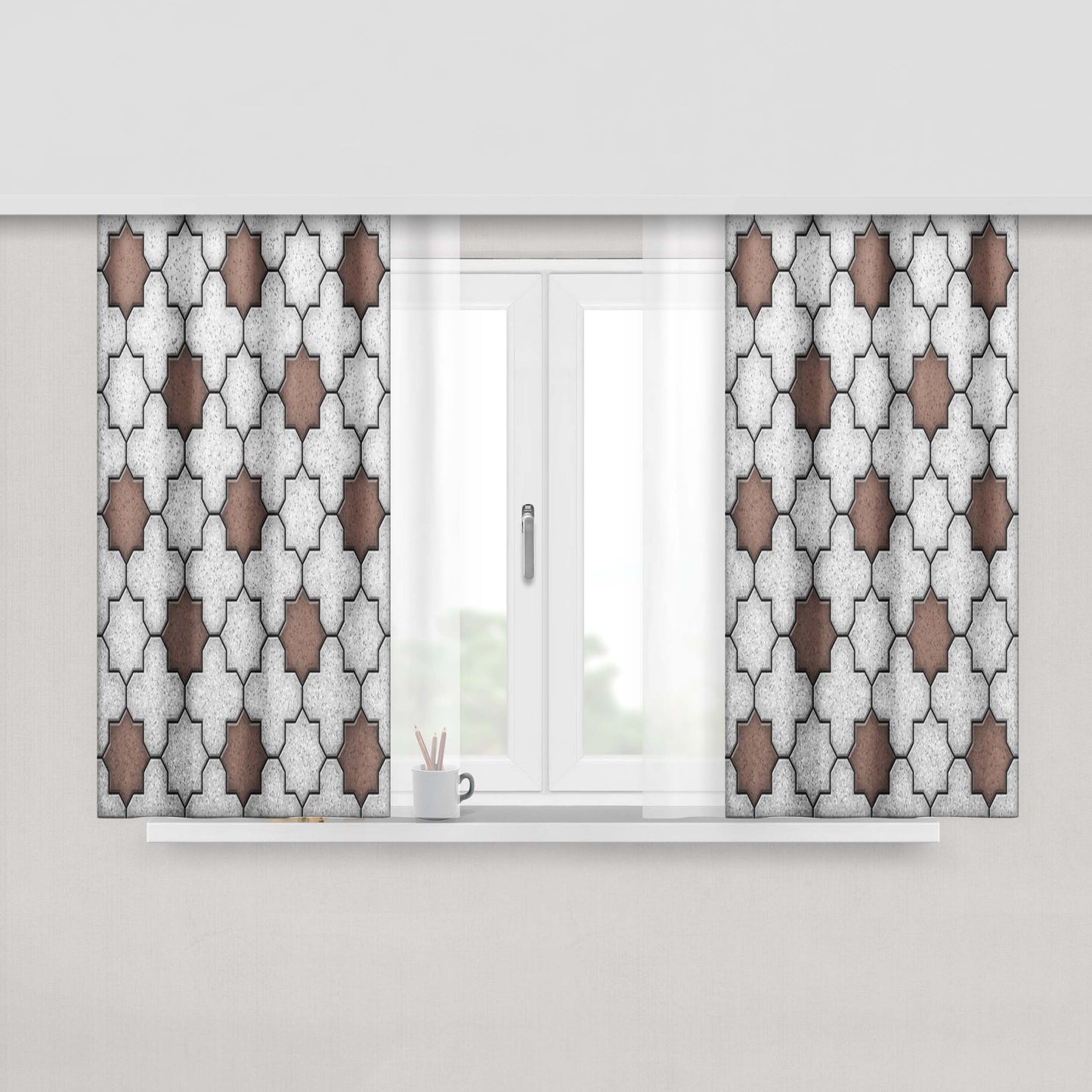 Gray Pavement Textur Peach Skin Window Curtains
