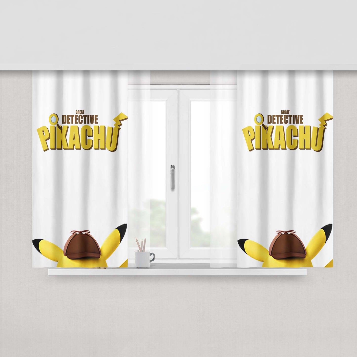 Great Detective Pikachu Peach Skin Window Curtains