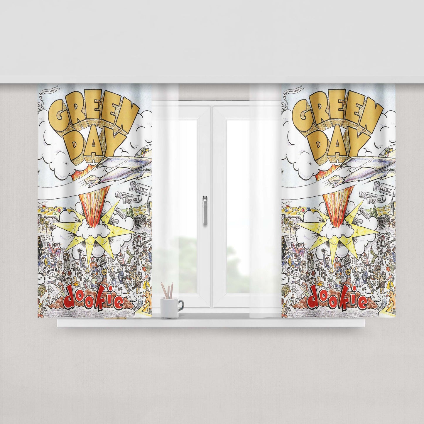 Green Day Dookie Peach Skin Window Curtains