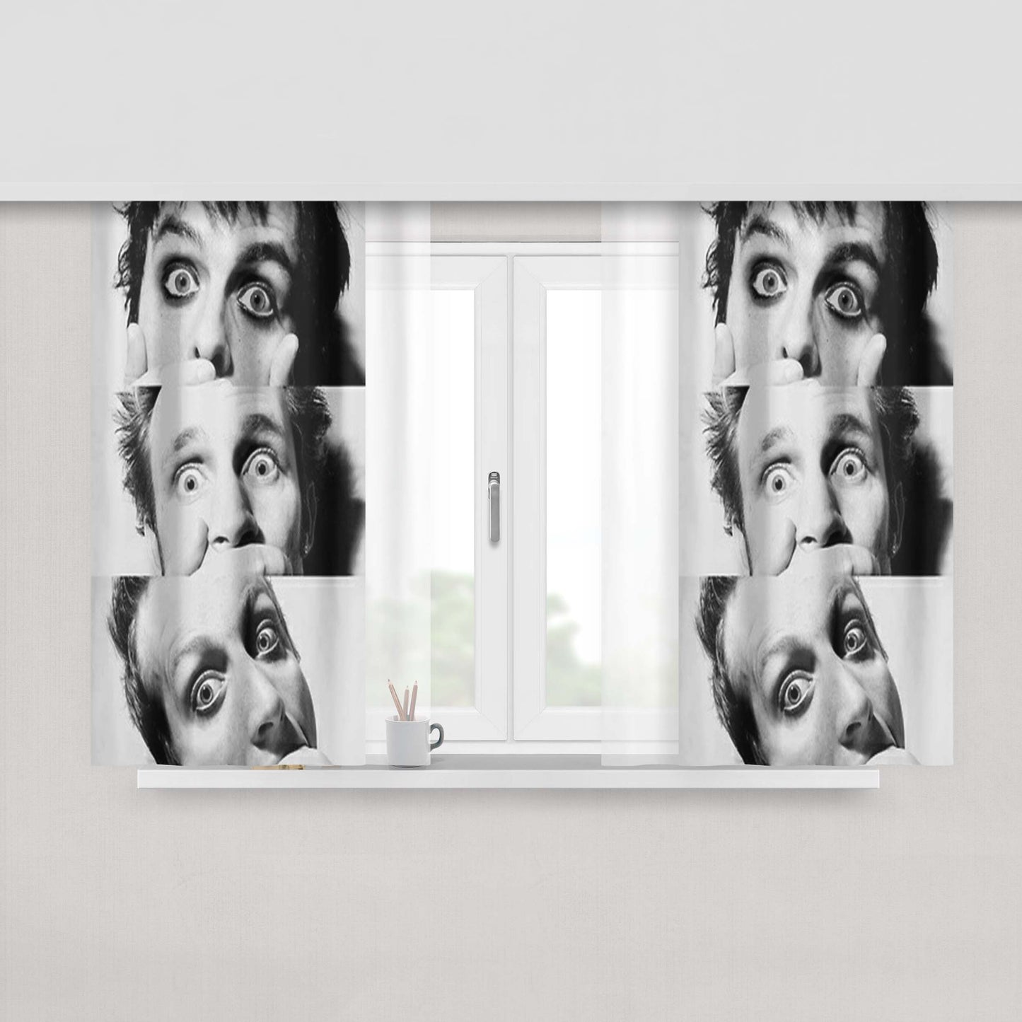 Green Day Face Peach Skin Window Curtains