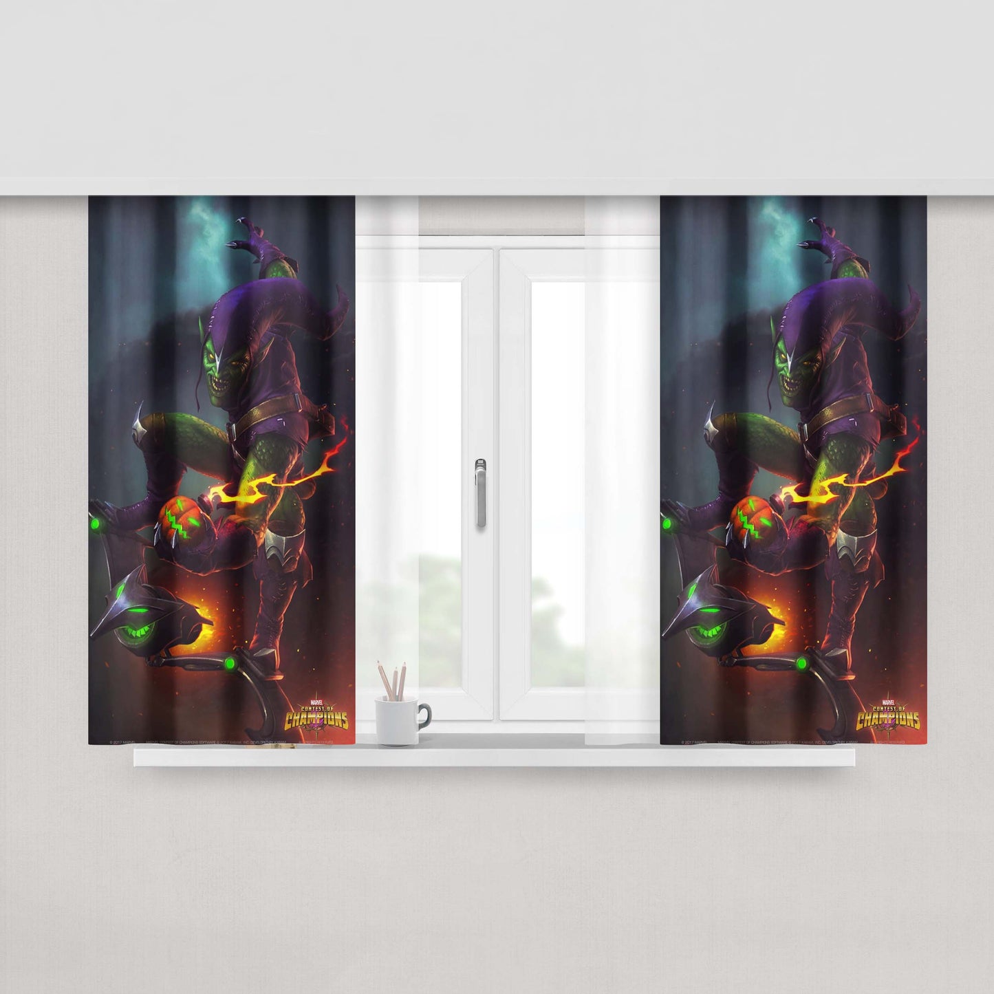 Green Goblin Contest Of Champions Peach Skin Window Curtains