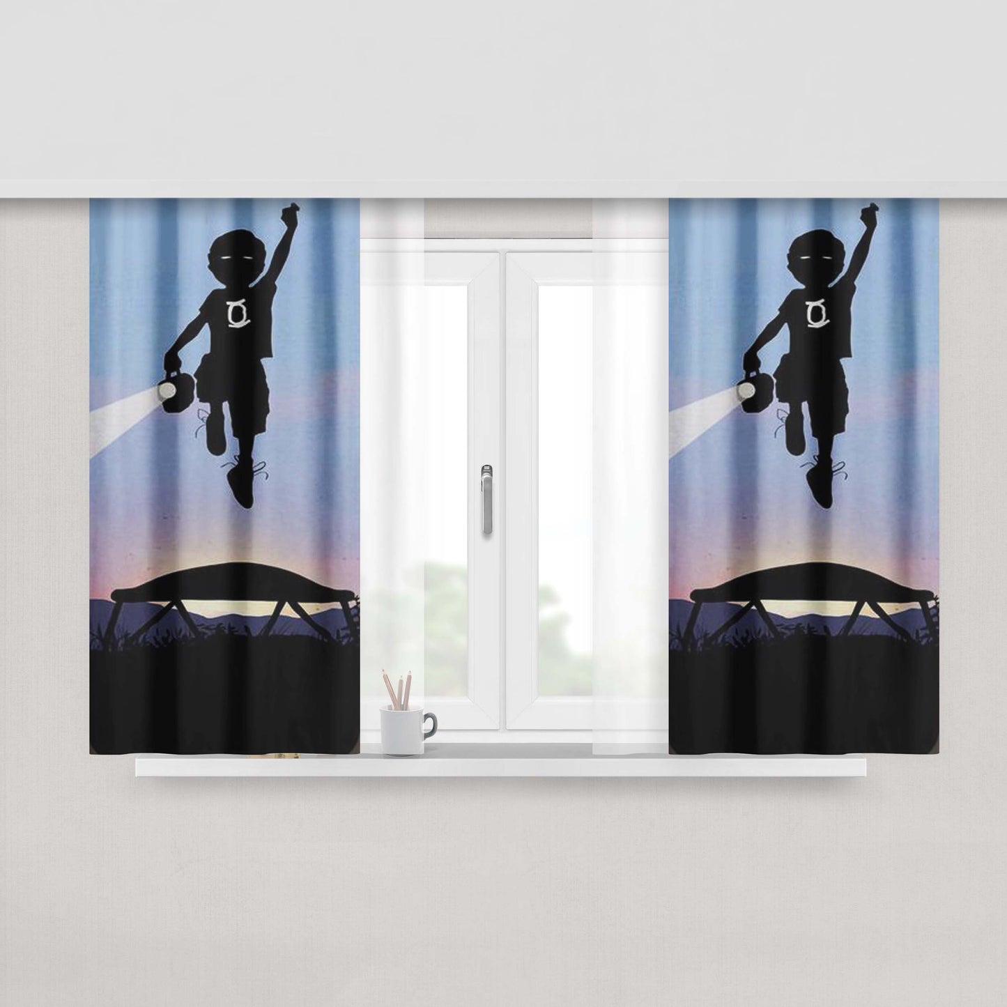 Green Lantern Kid Peach Skin Window Curtains