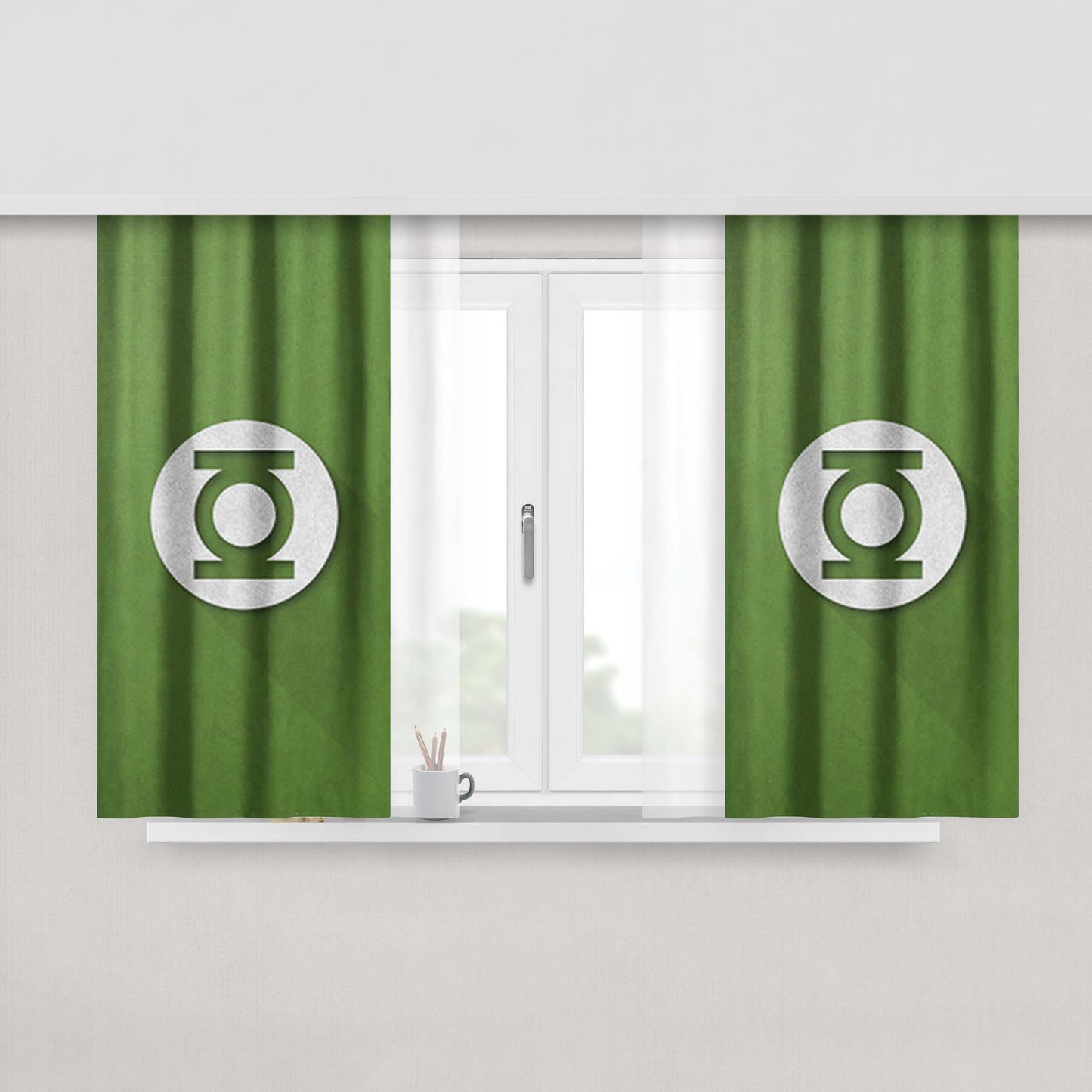 Green Lantern Logo Clip Art Peach Skin Window Curtains