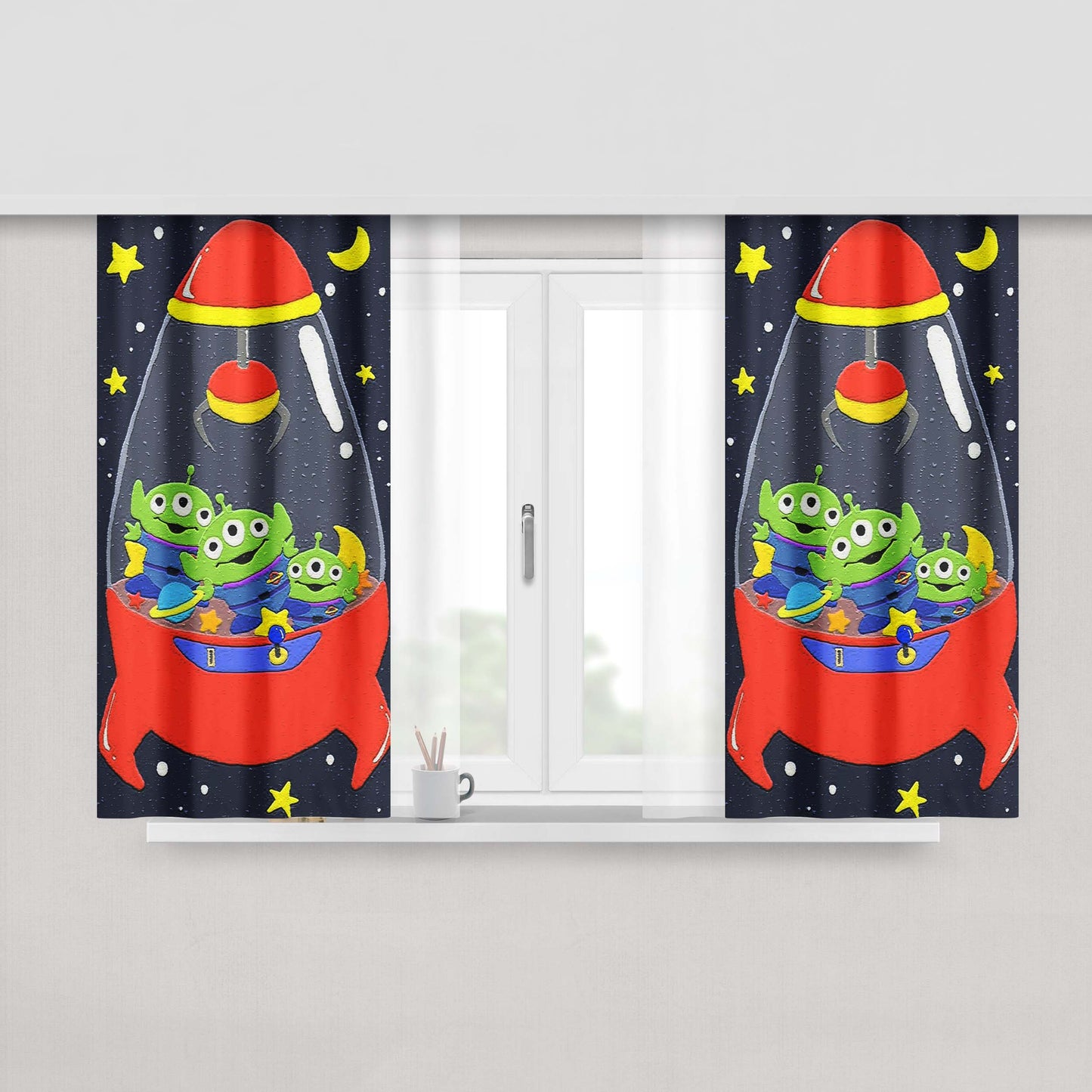Green Man Toy Story Peach Skin Window Curtains