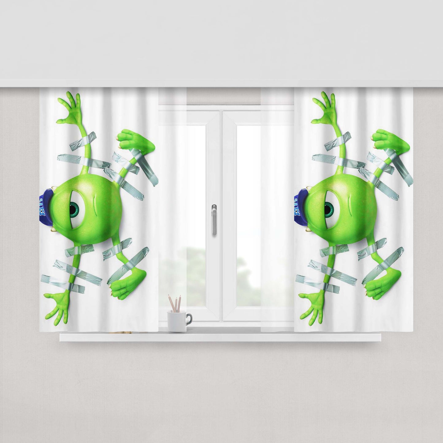 Green Monster Inch On The Wall Peach Skin Window Curtains