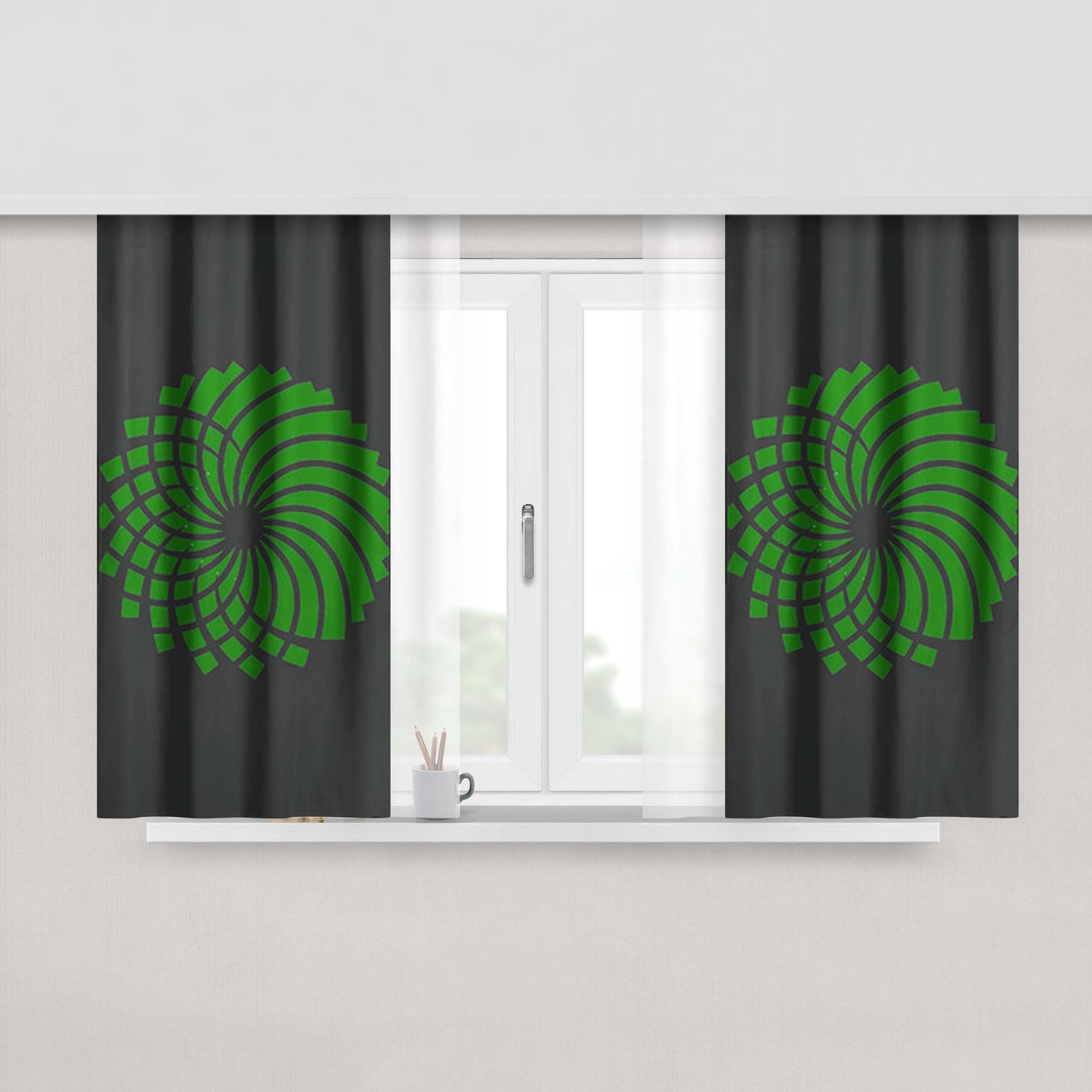 Green Party Logo Grey Peach Skin Window Curtains