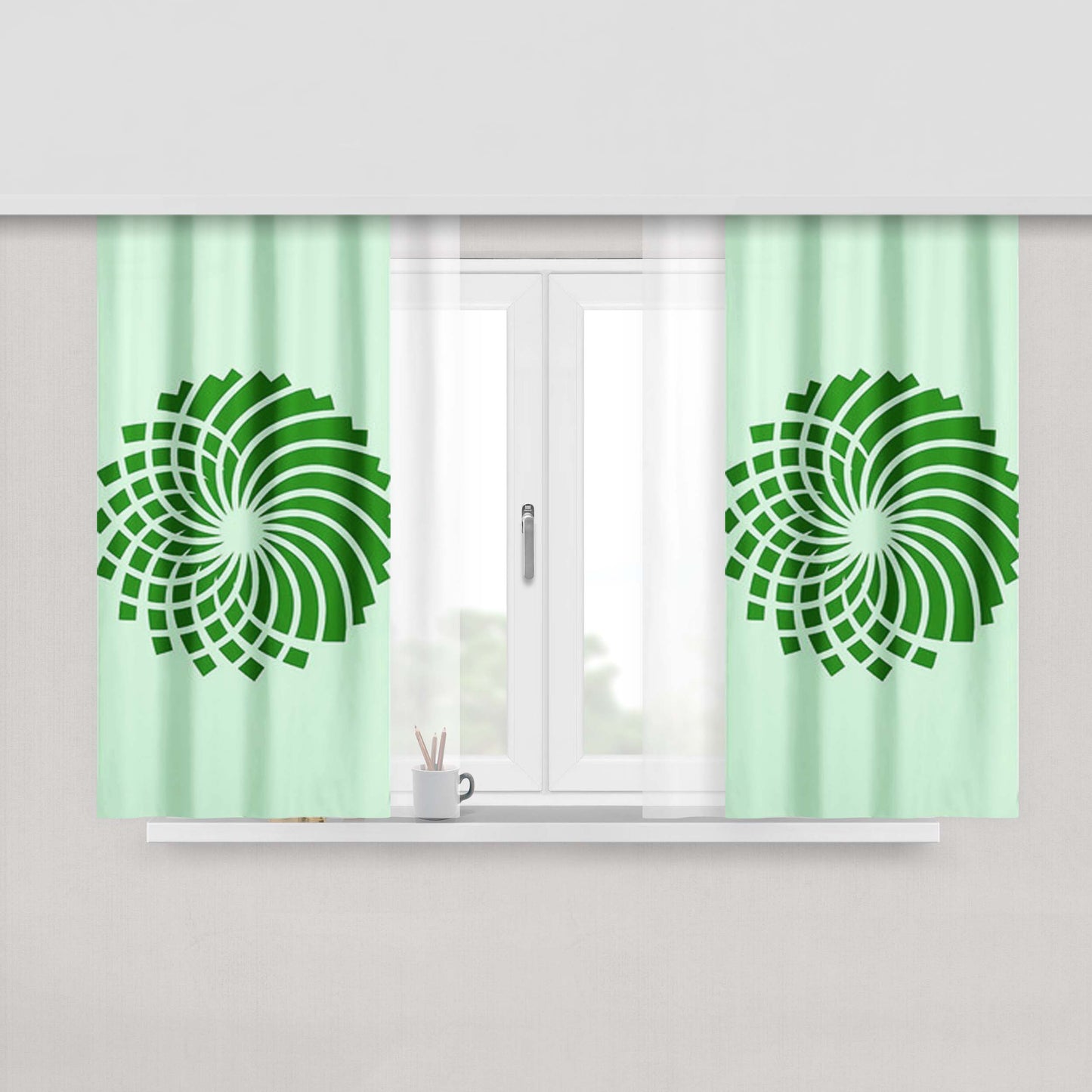 Green Party Logo Peach Skin Window Curtains