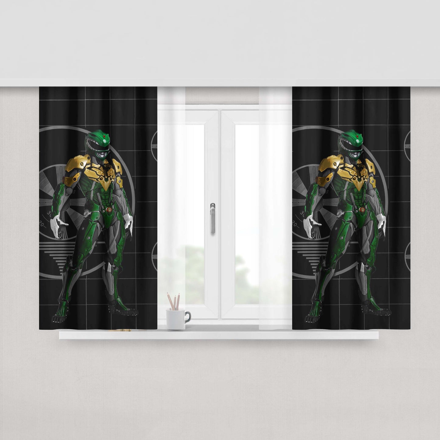 Green Power Rangers Concept Peach Skin Window Curtains