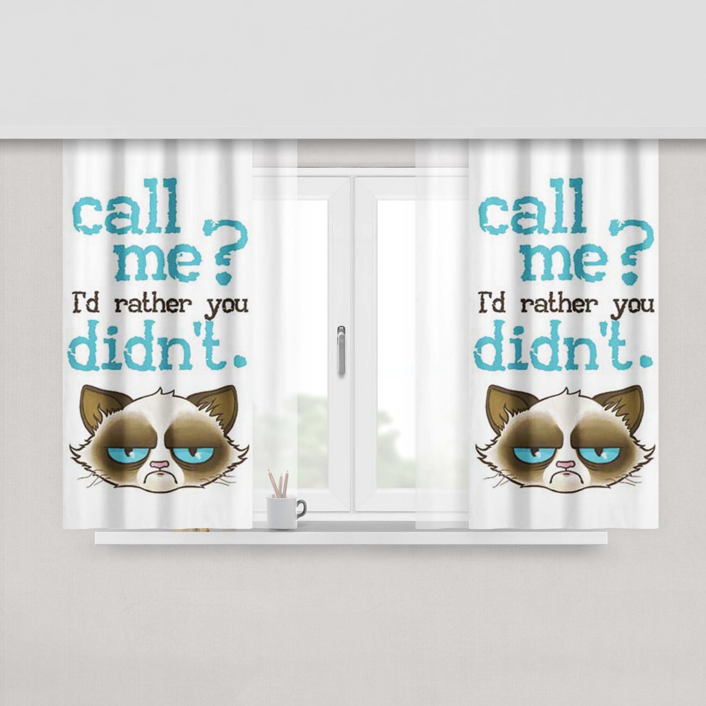 Grumpy Cat Call Me Peach Skin Window Curtains
