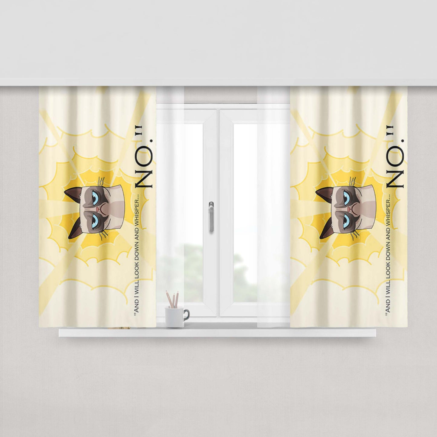 Grumpy Cat Whisper No Peach Skin Window Curtains