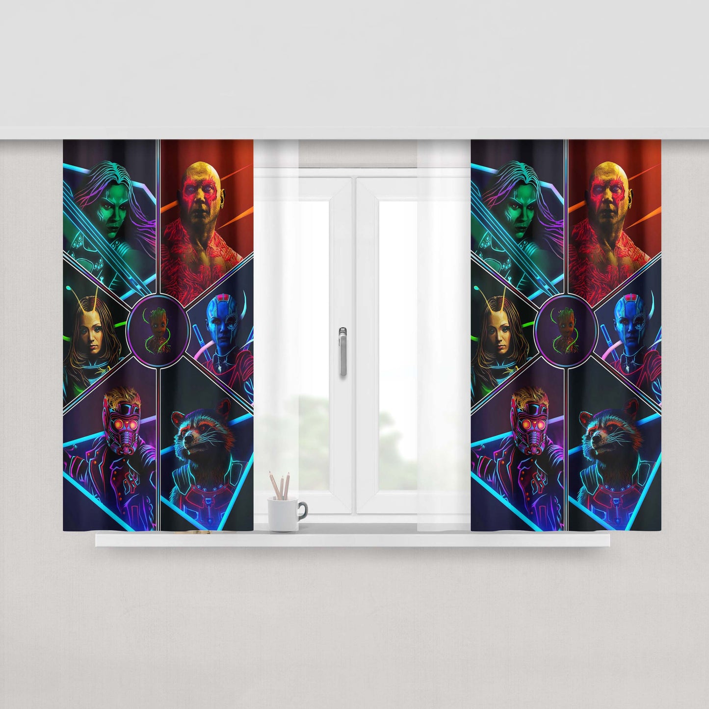 Guardian Of The Galaxy Family Peach Skin Window Curtains