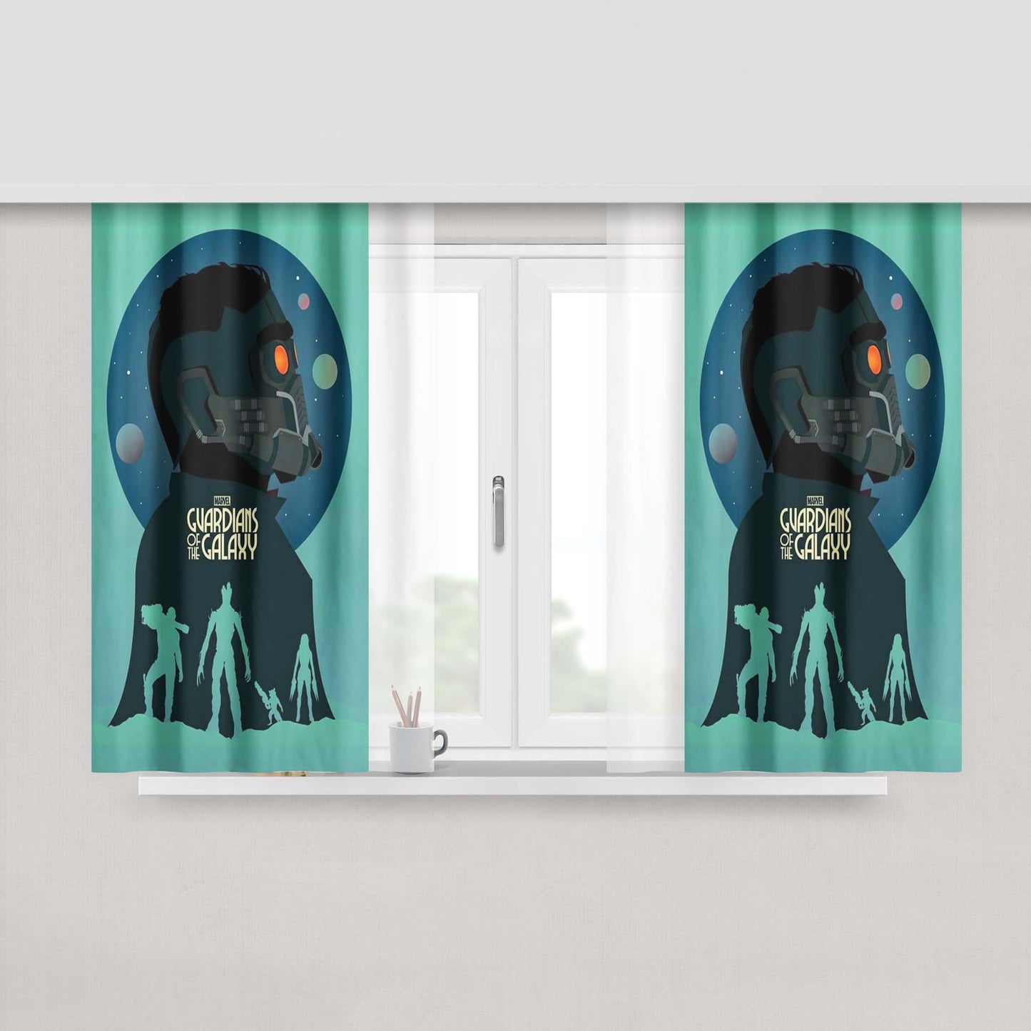 Guardian Of The Galaxy Logo Man To Mars Peach Skin Window Curtains