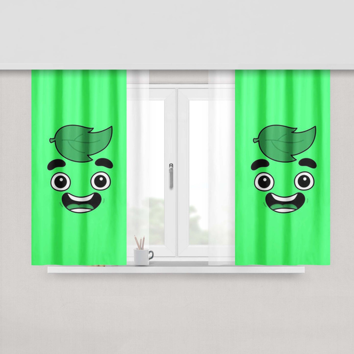 Guava Juice Logo Peach Skin Window Curtains