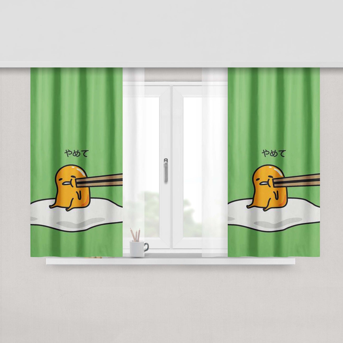 Gudetama Chopstick Peach Skin Window Curtains