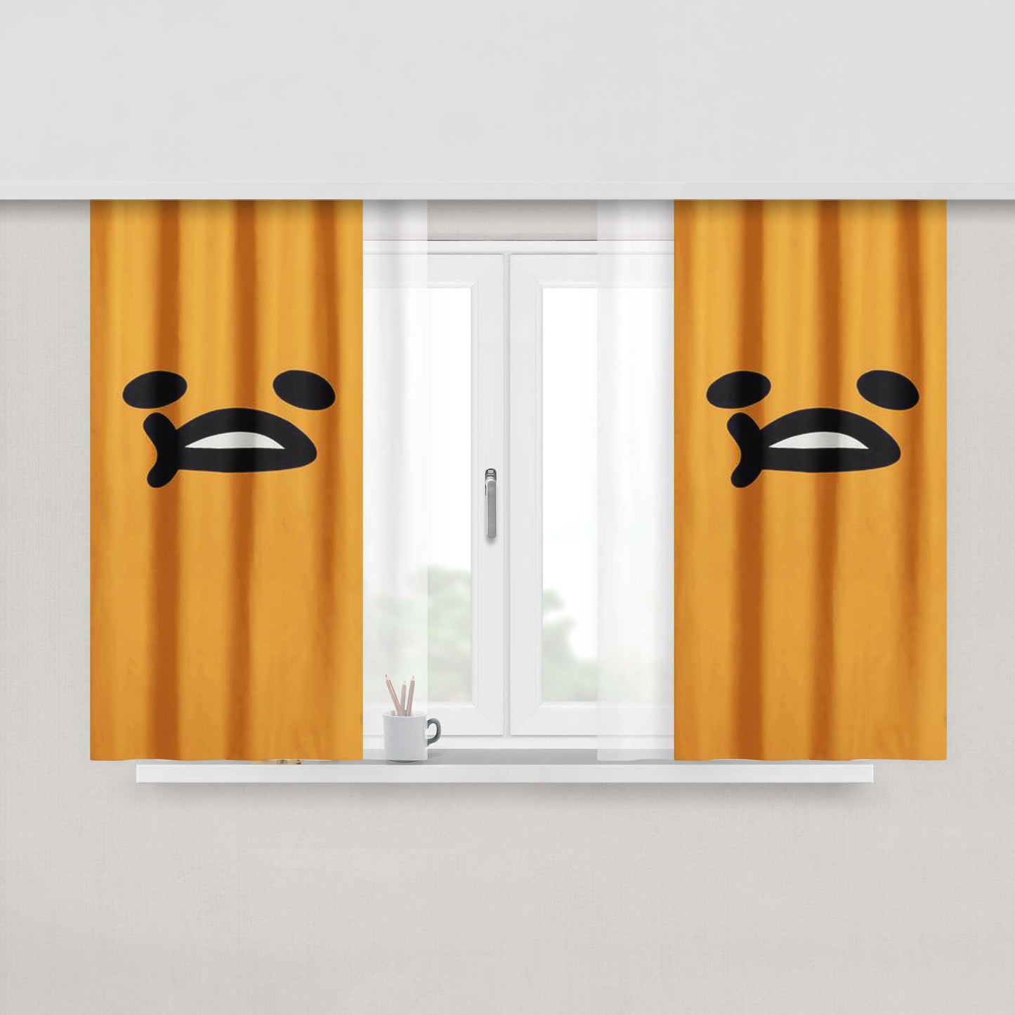Gudetama Face Peach Skin Window Curtains
