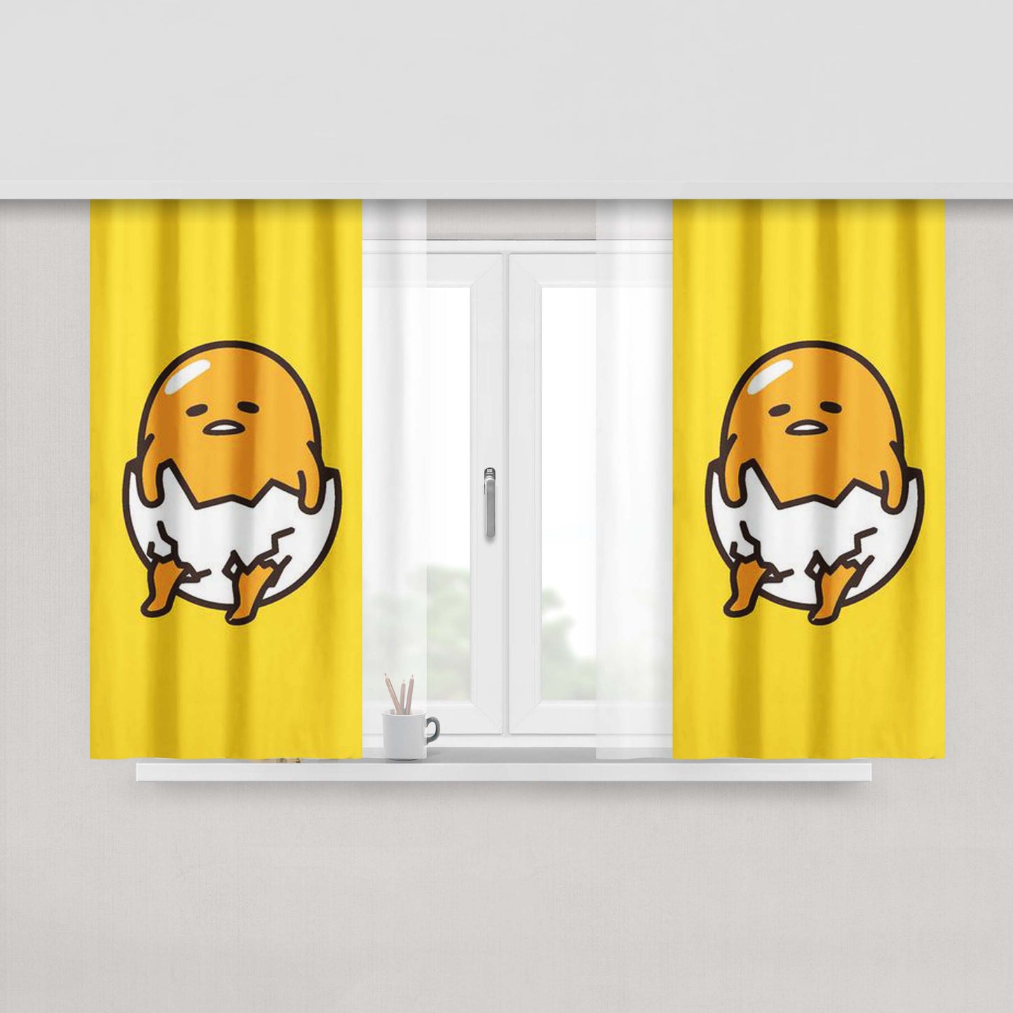 Gudetama The Lazy Egg Peach Skin Window Curtains