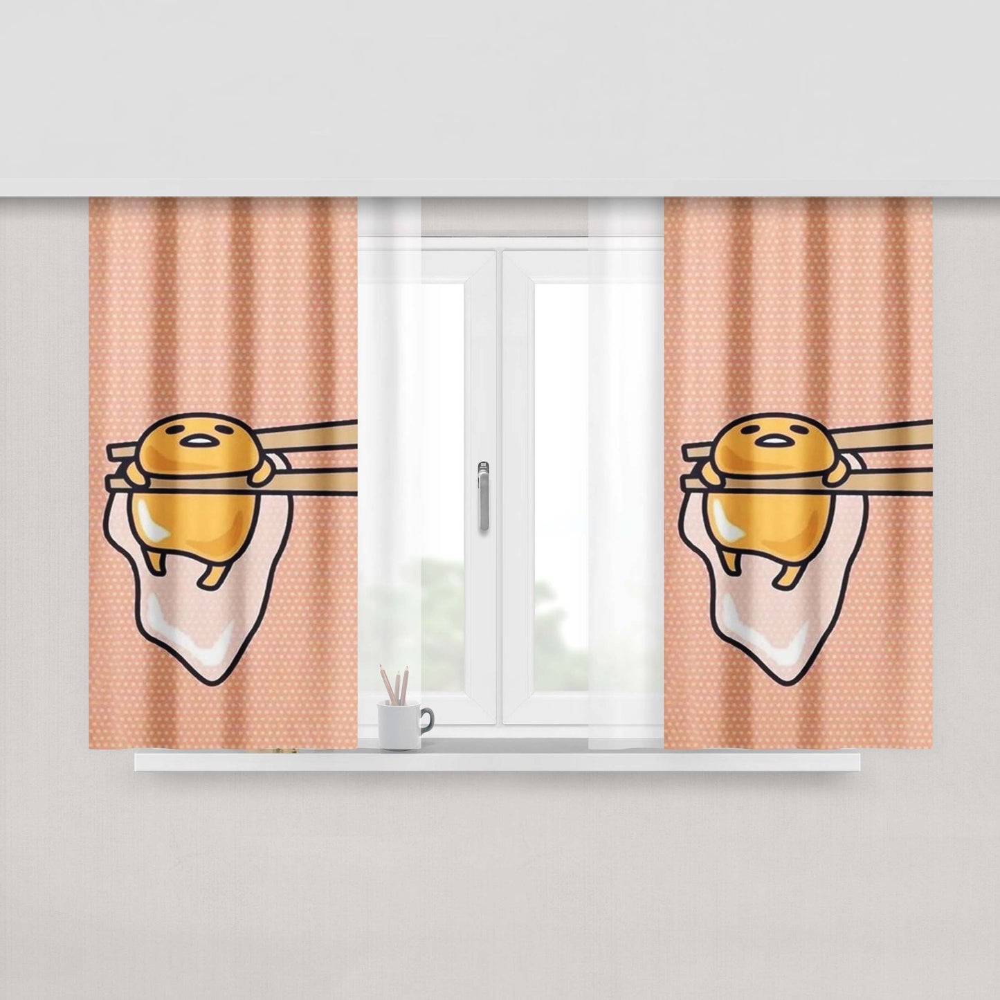 Gudetamago Cartoon Peach Skin Window Curtains