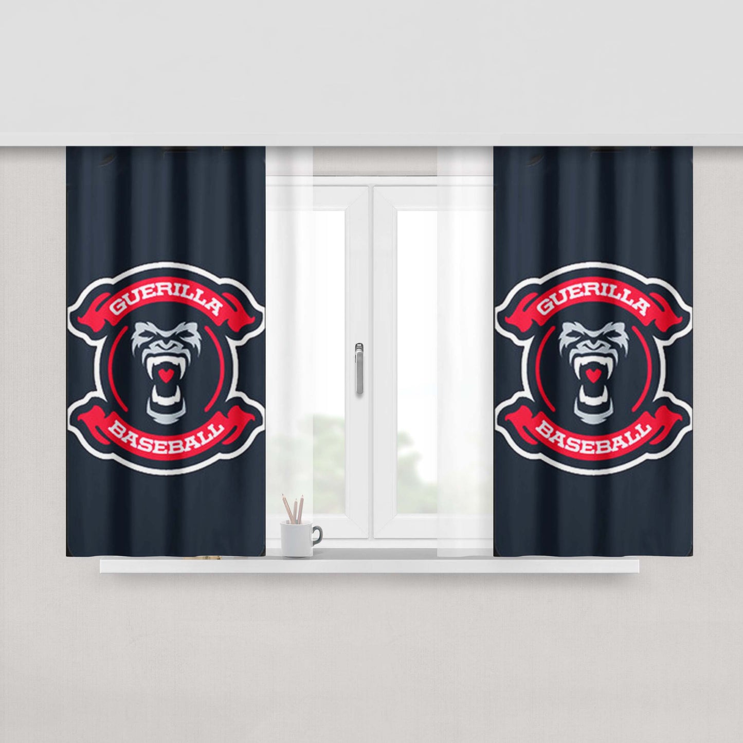 Guerilla Baseball Team Logos Peach Skin Window Curtains