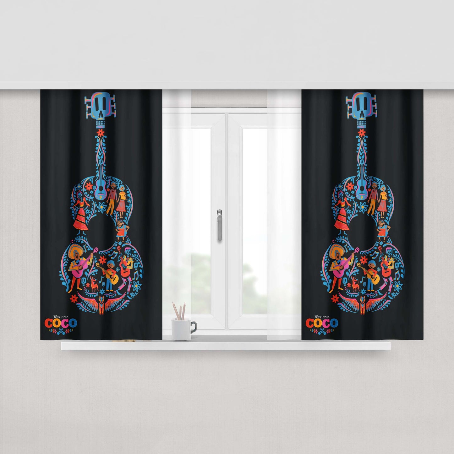 Guitar Coco Peach Skin Window Curtains