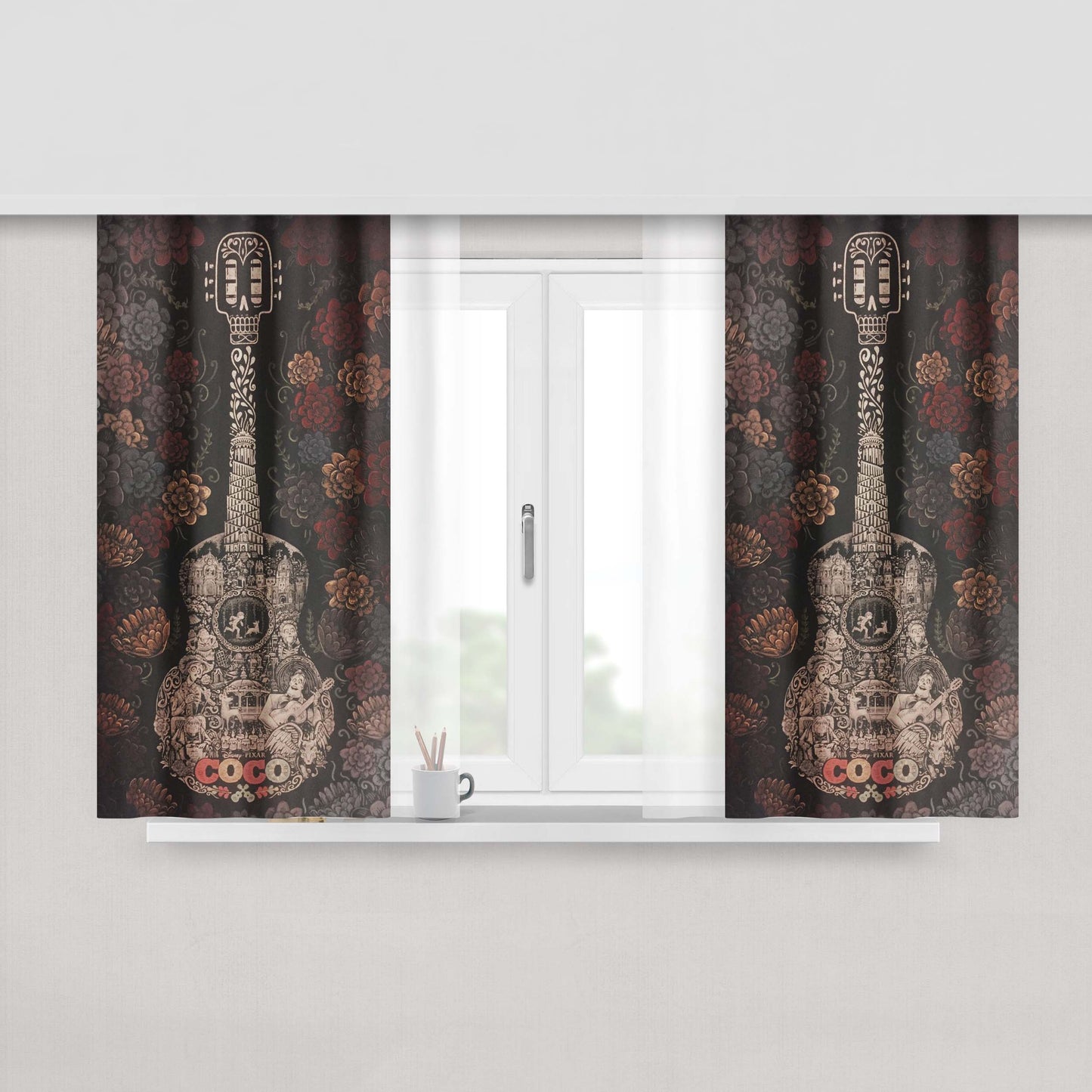 Guitar Ernesto De La Cruz Coco Movie Peach Skin Window Curtains