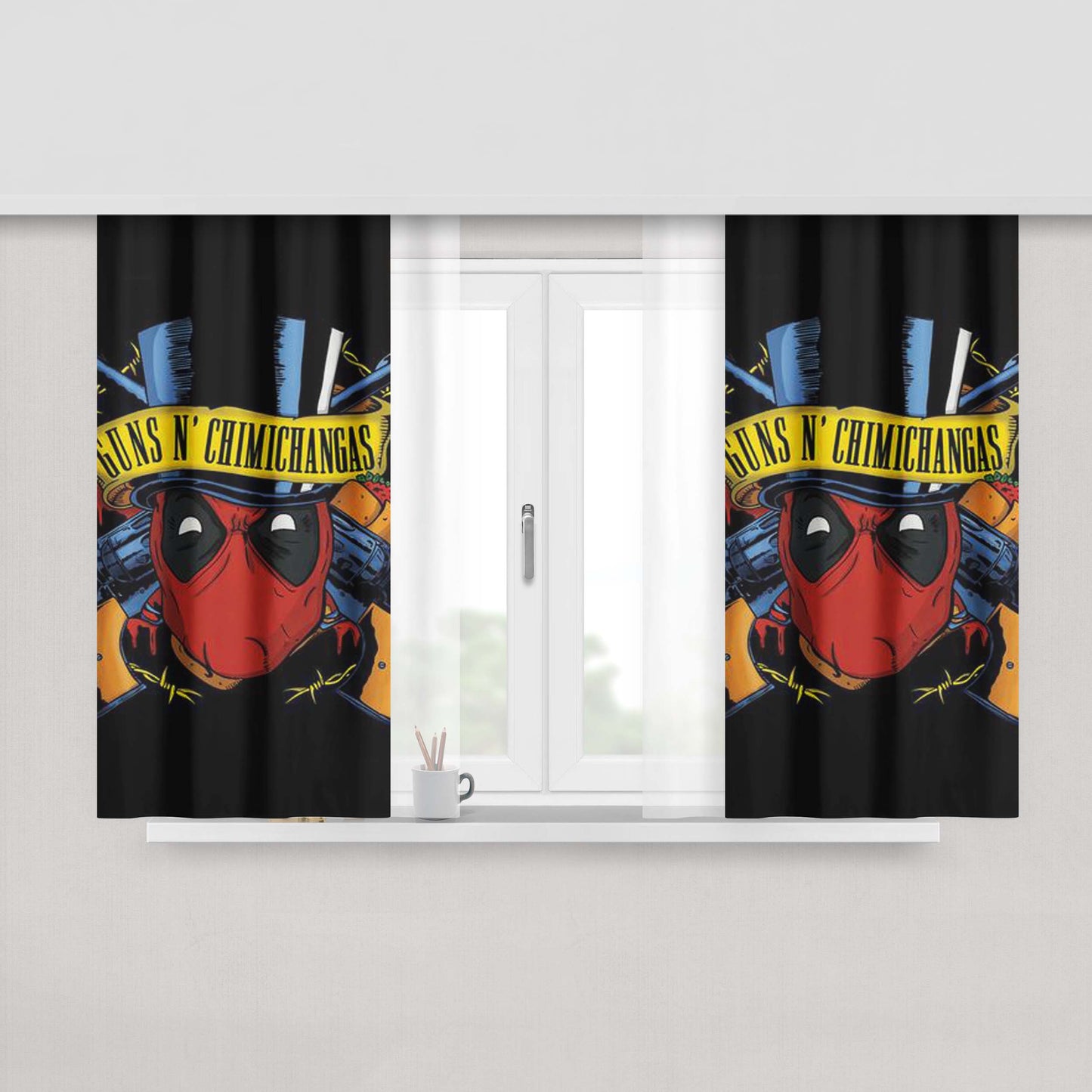 Guns N Chimichangas Fabric Window Curtains
