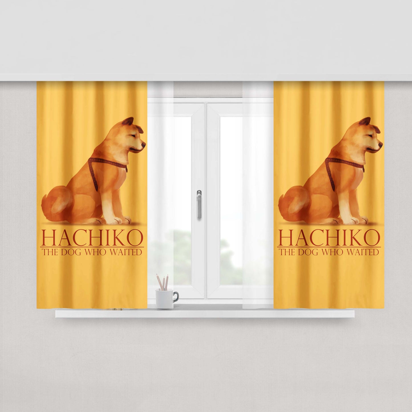Hachiko The Dog Who Wanted Fabric Window Curtains
