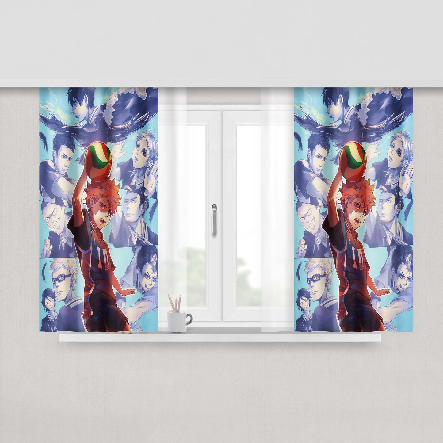 Haikyuu Karasuno Team Fanart Fabric Window Curtains