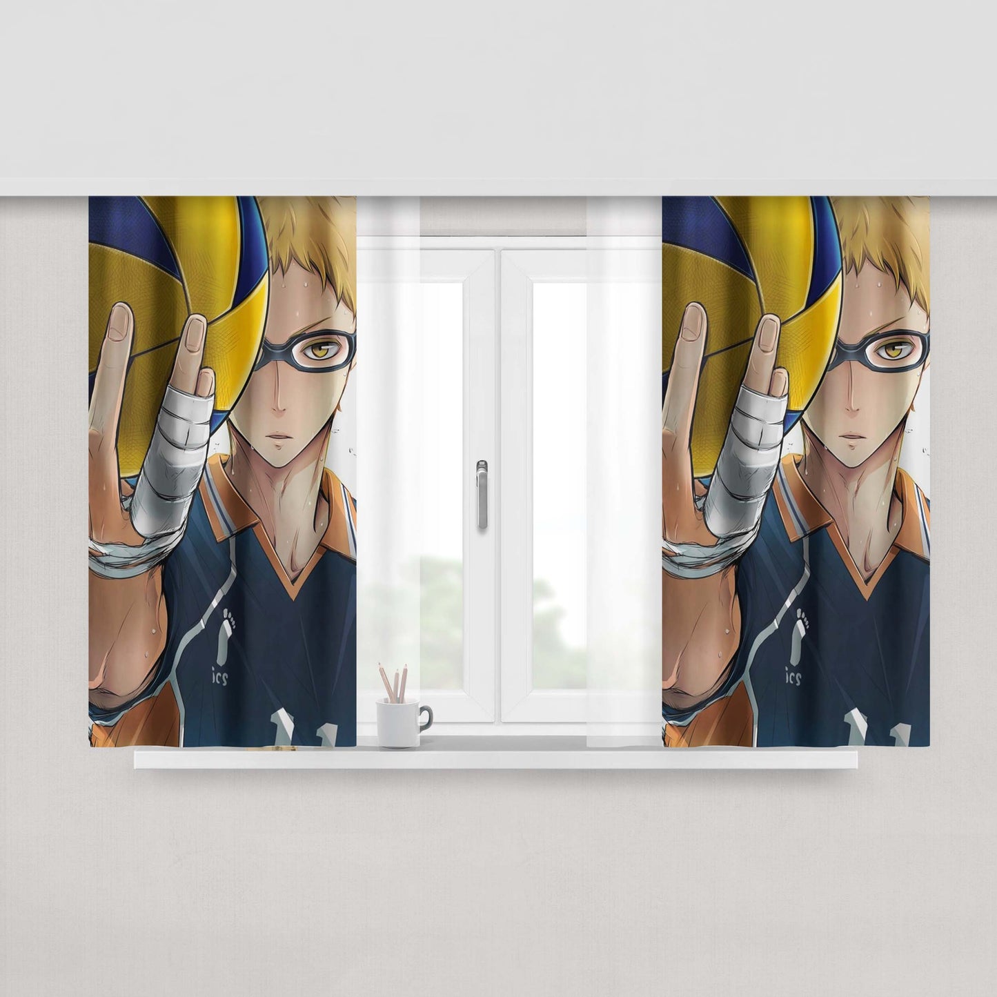 Haikyuu Kei Tsukishima Volley Ball Anime Fabric Window Curtains