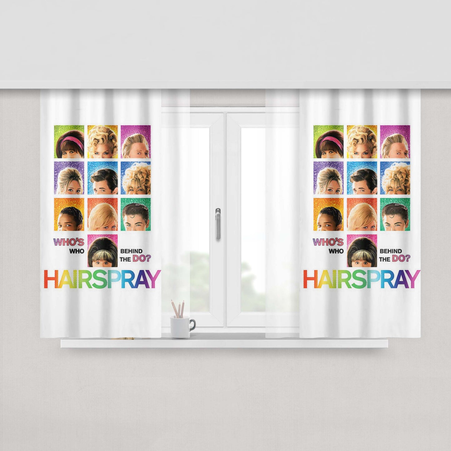 Hairspray Collage Fabric Window Curtains