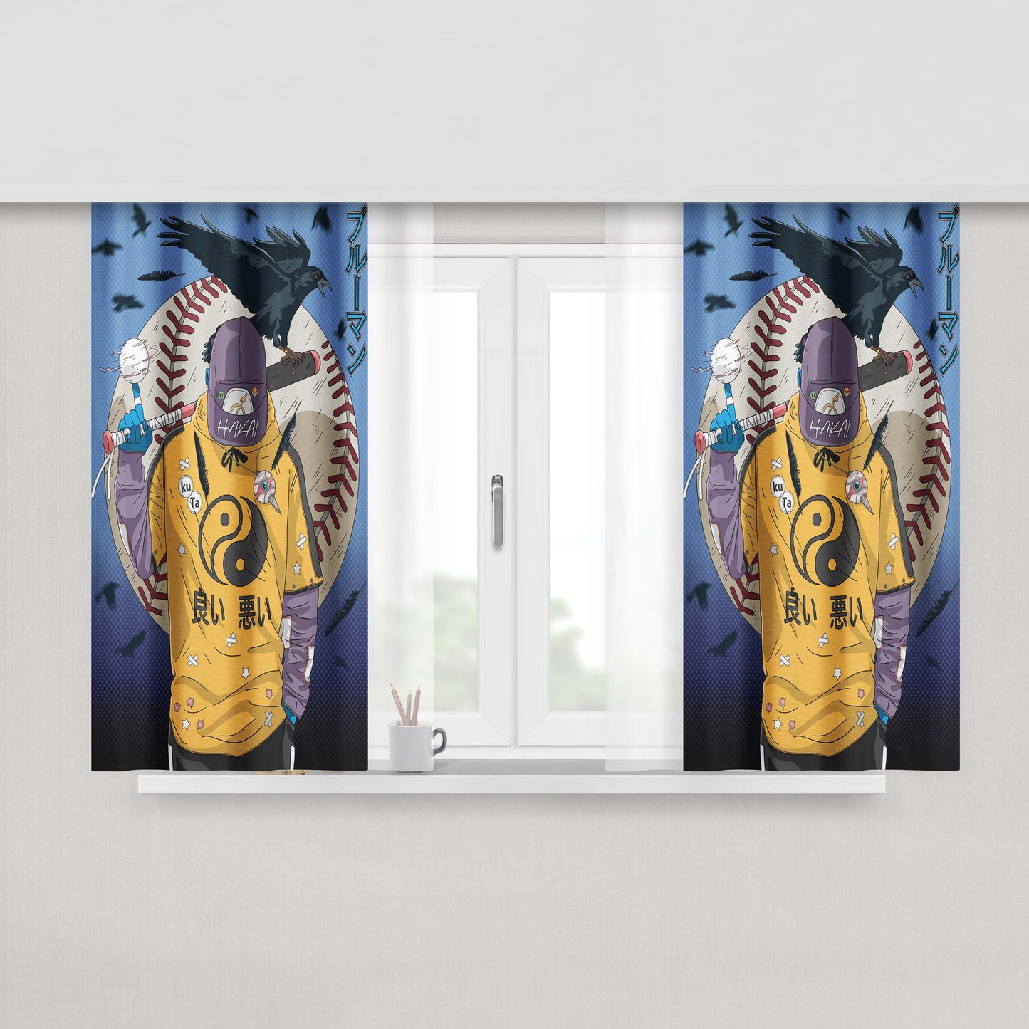 Hakai Ip Lobato Baseball Fabric Window Curtains