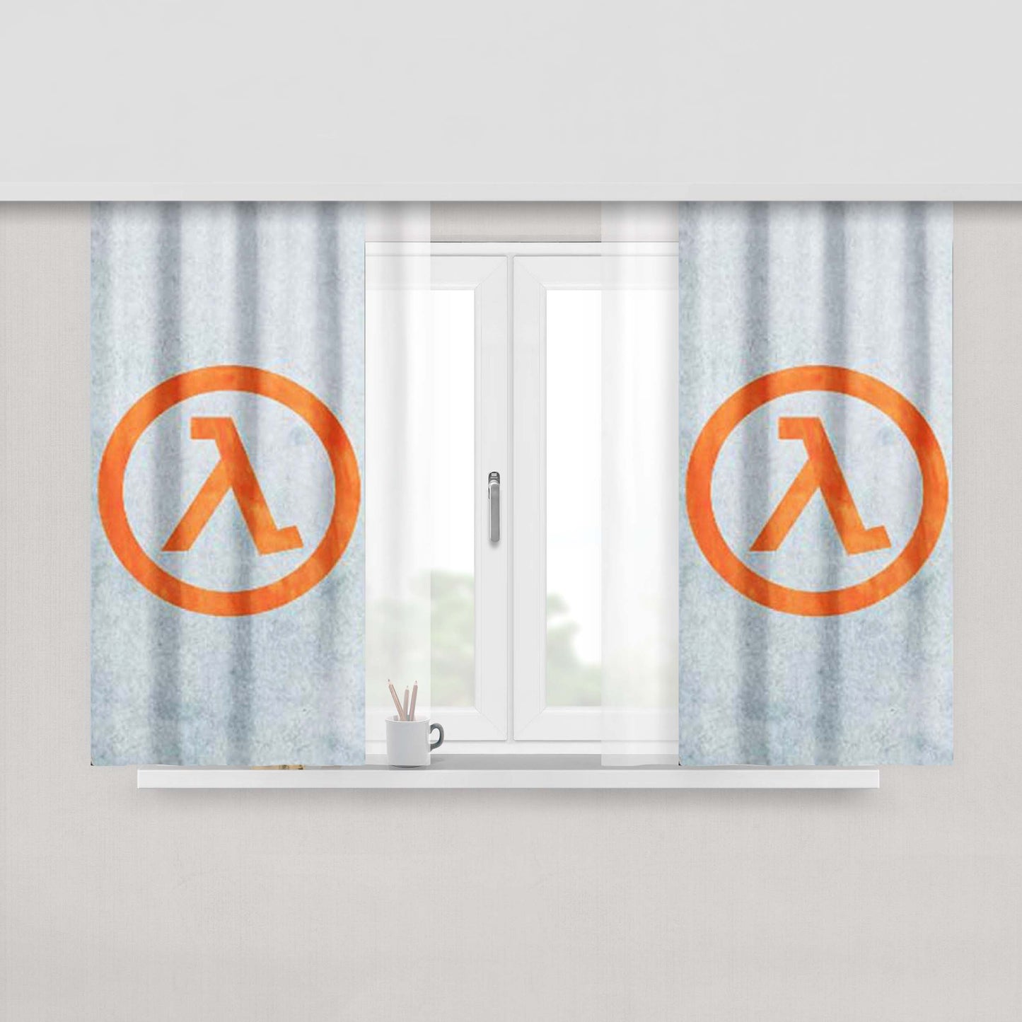 Half Life Lambda Symbol Fabric Window Curtains