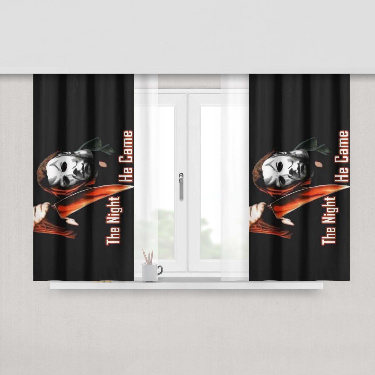 Halloween The Night He Came Knife Peach Skin Window Curtains