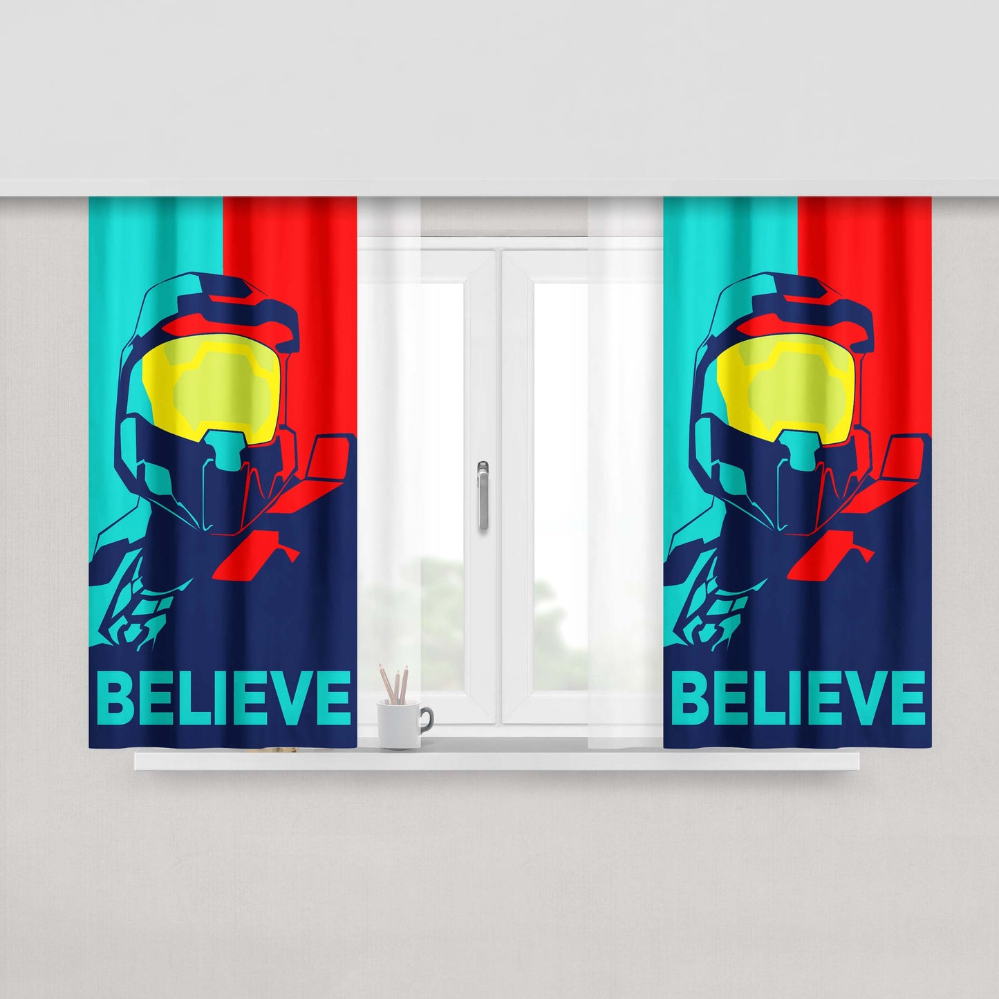 Halo Believe Vector Fabric Window Curtains