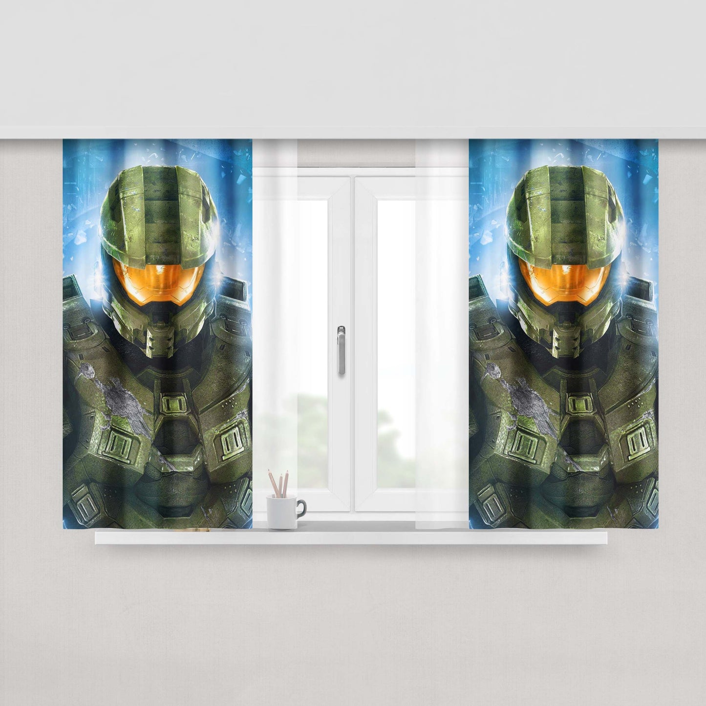 Halo Master Chief Helmet Fabric Window Curtains