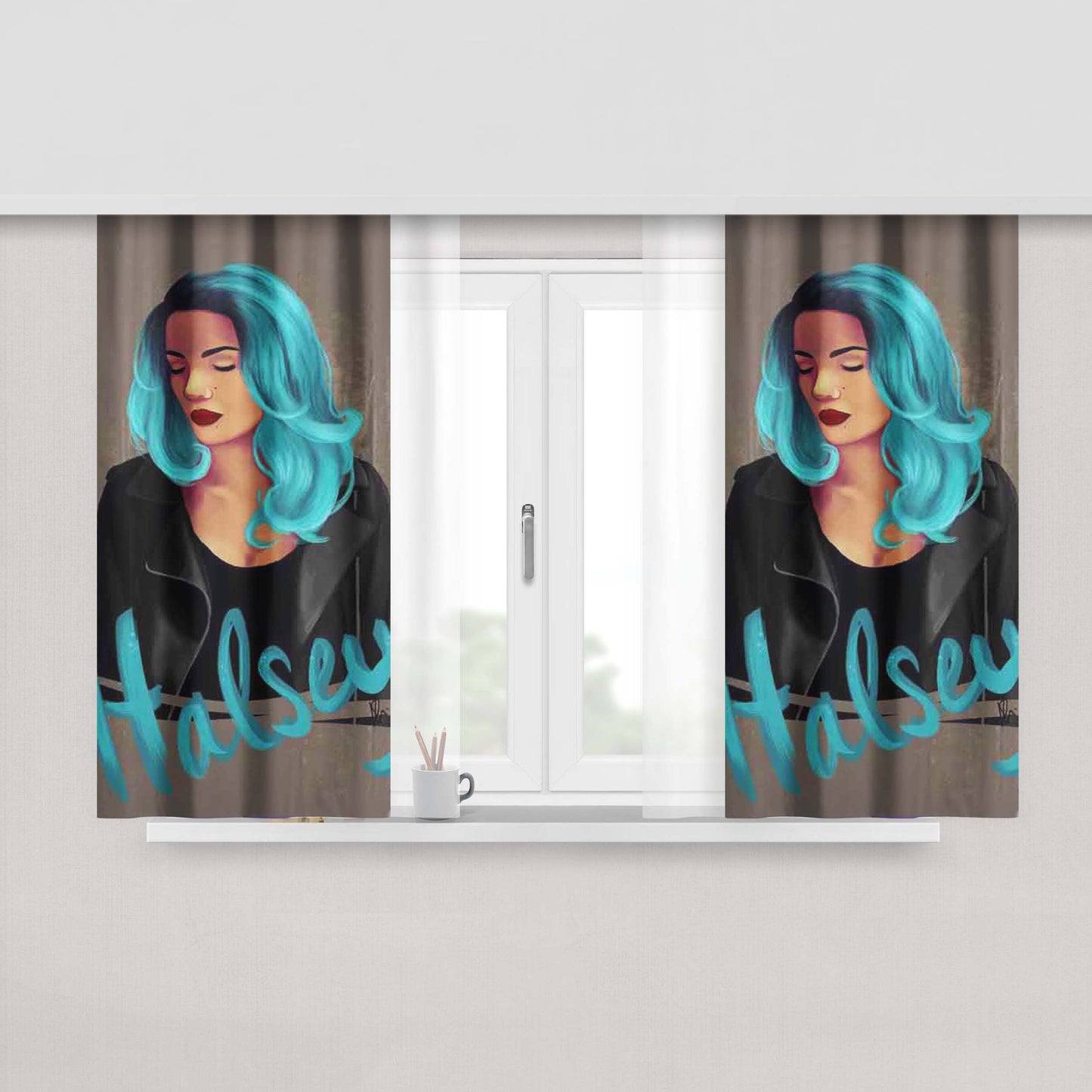 Halsey Fan Art Fabric Window Curtains