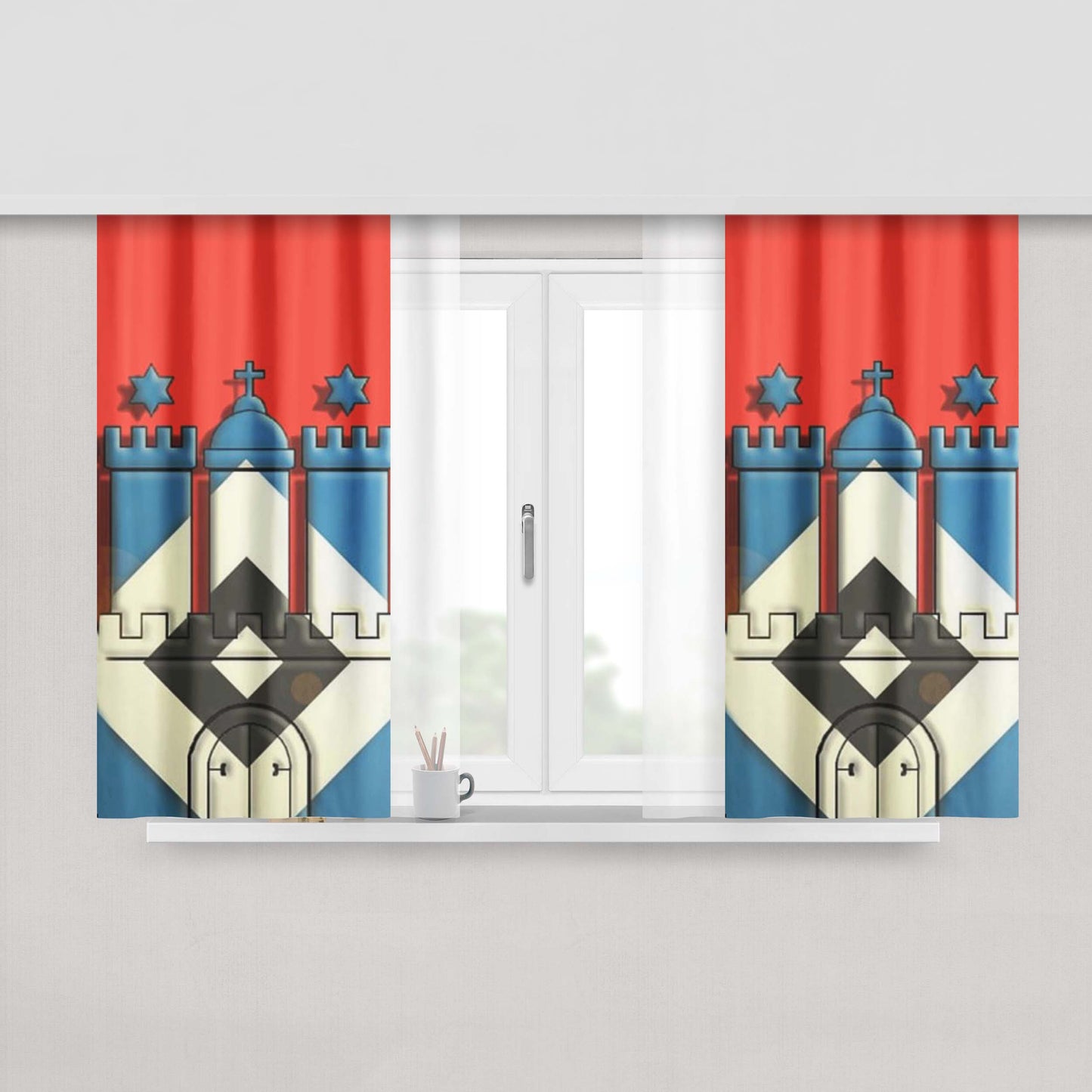 Hamburg Sv Castle Fabric Window Curtains