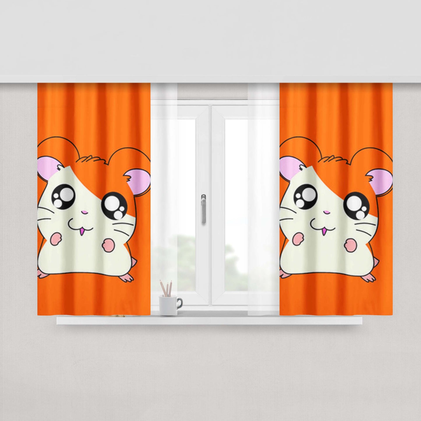 Hamtaro Cute Orange Fabric Window Curtains