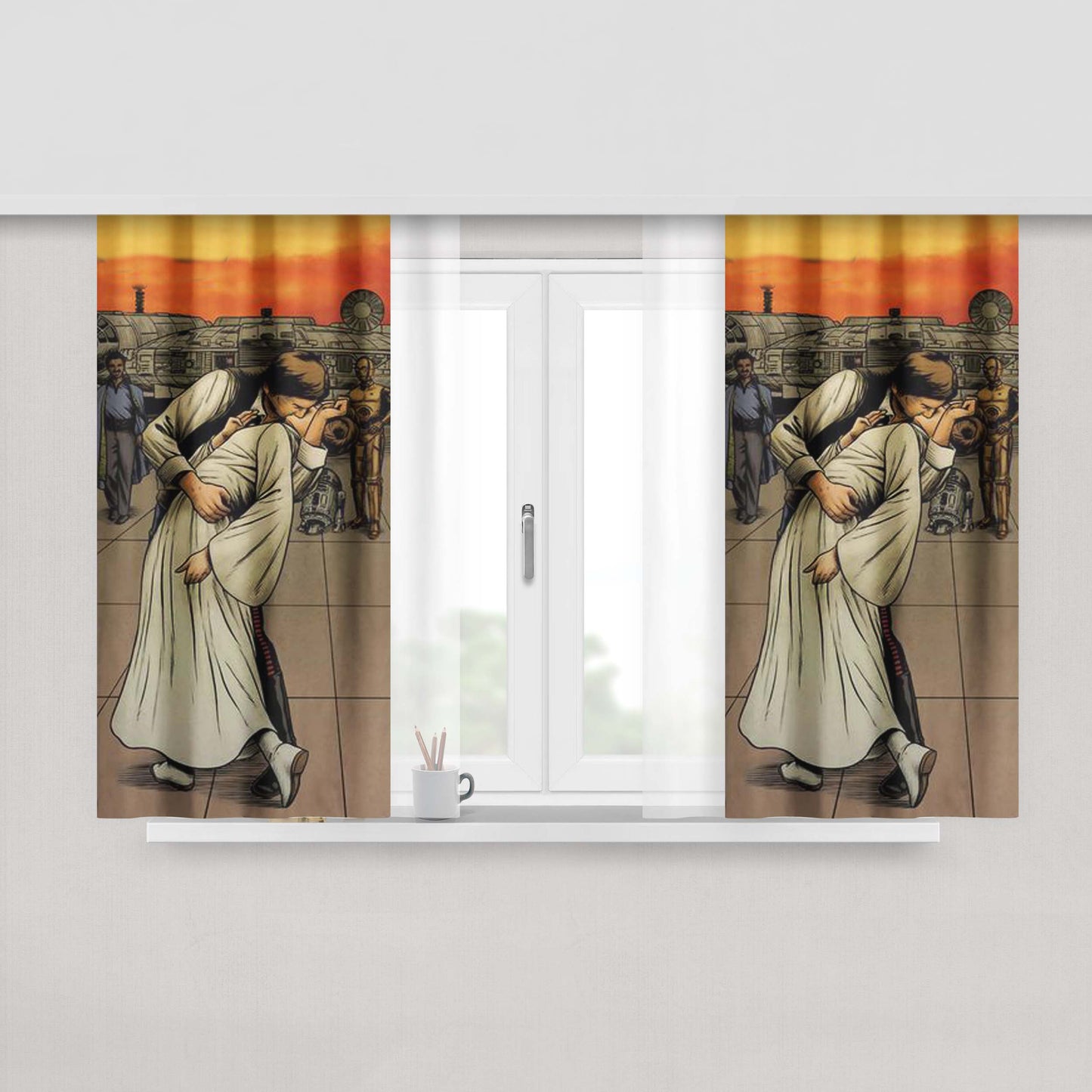 Han And Leia Kiss Fabric Window Curtains