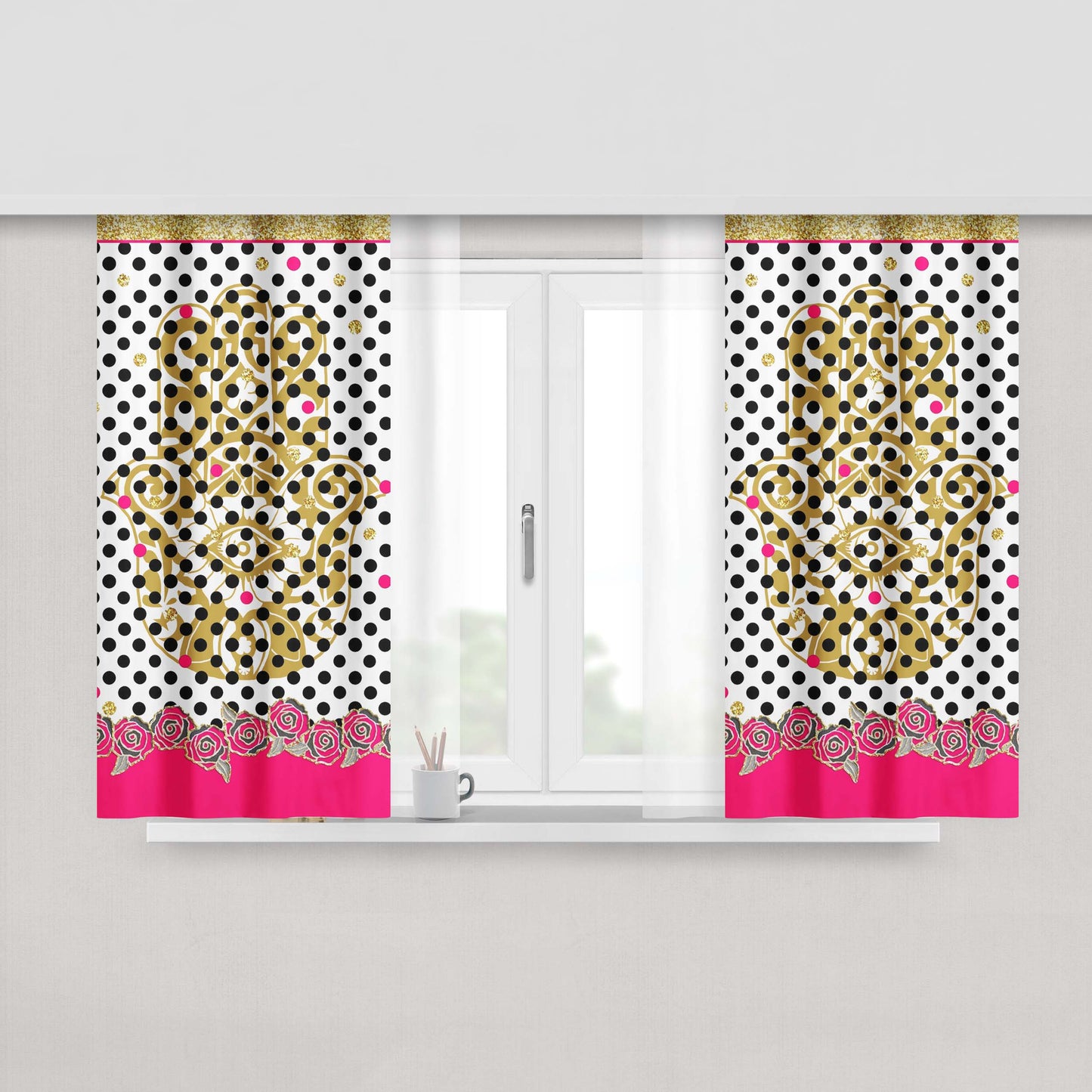 Hand Drawing Fabric Window Curtains