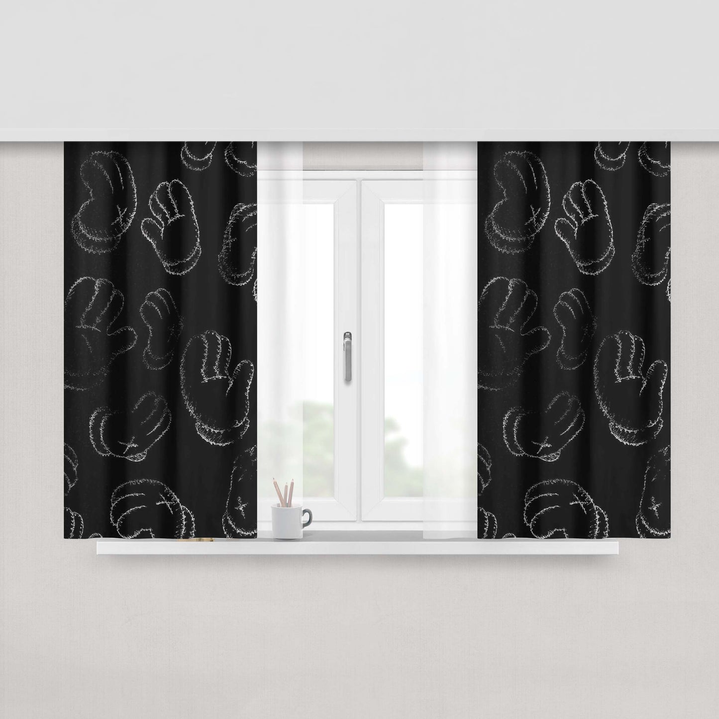 Hand Of Kaws Black Fabric Window Curtains