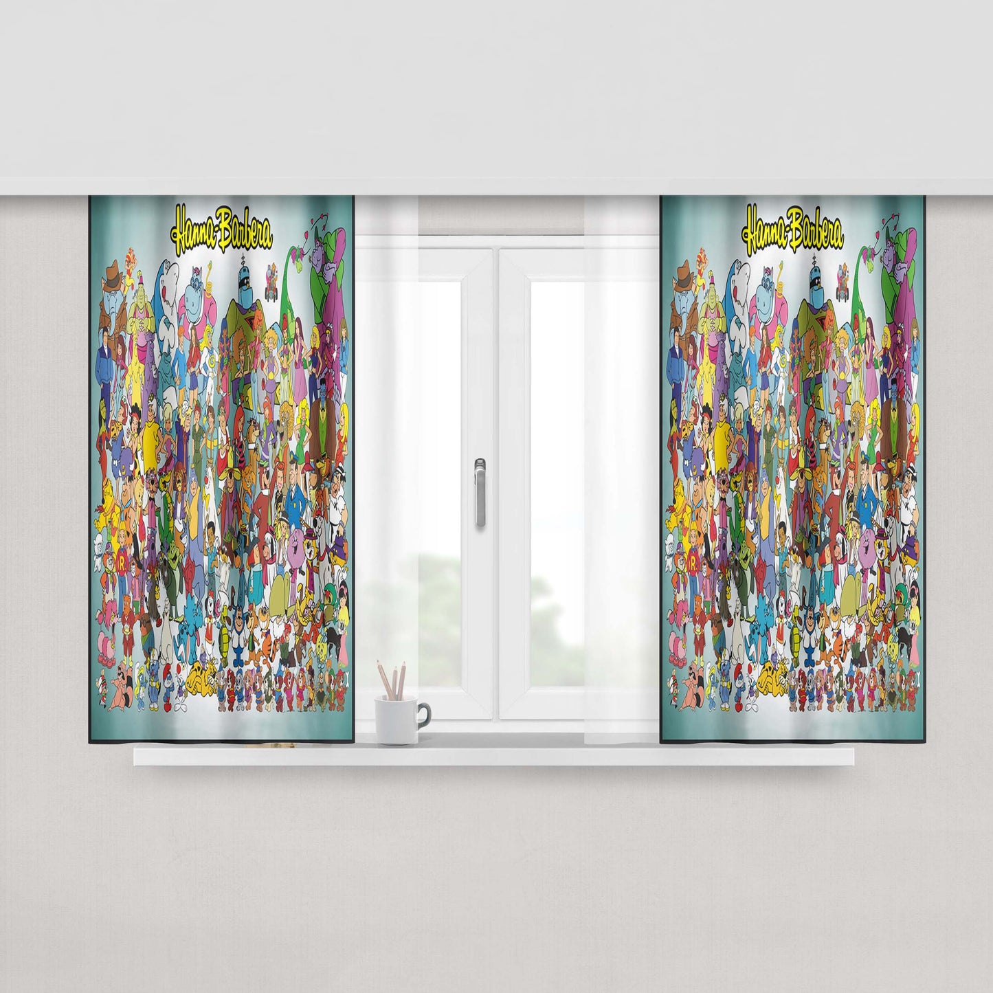 Hanna Barbera All Cartoon Characters Fabric Window Curtains