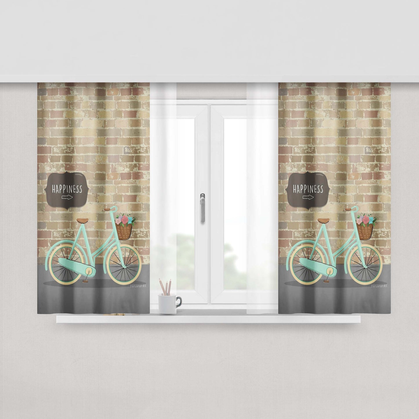 Happiness Fabric Window Curtains