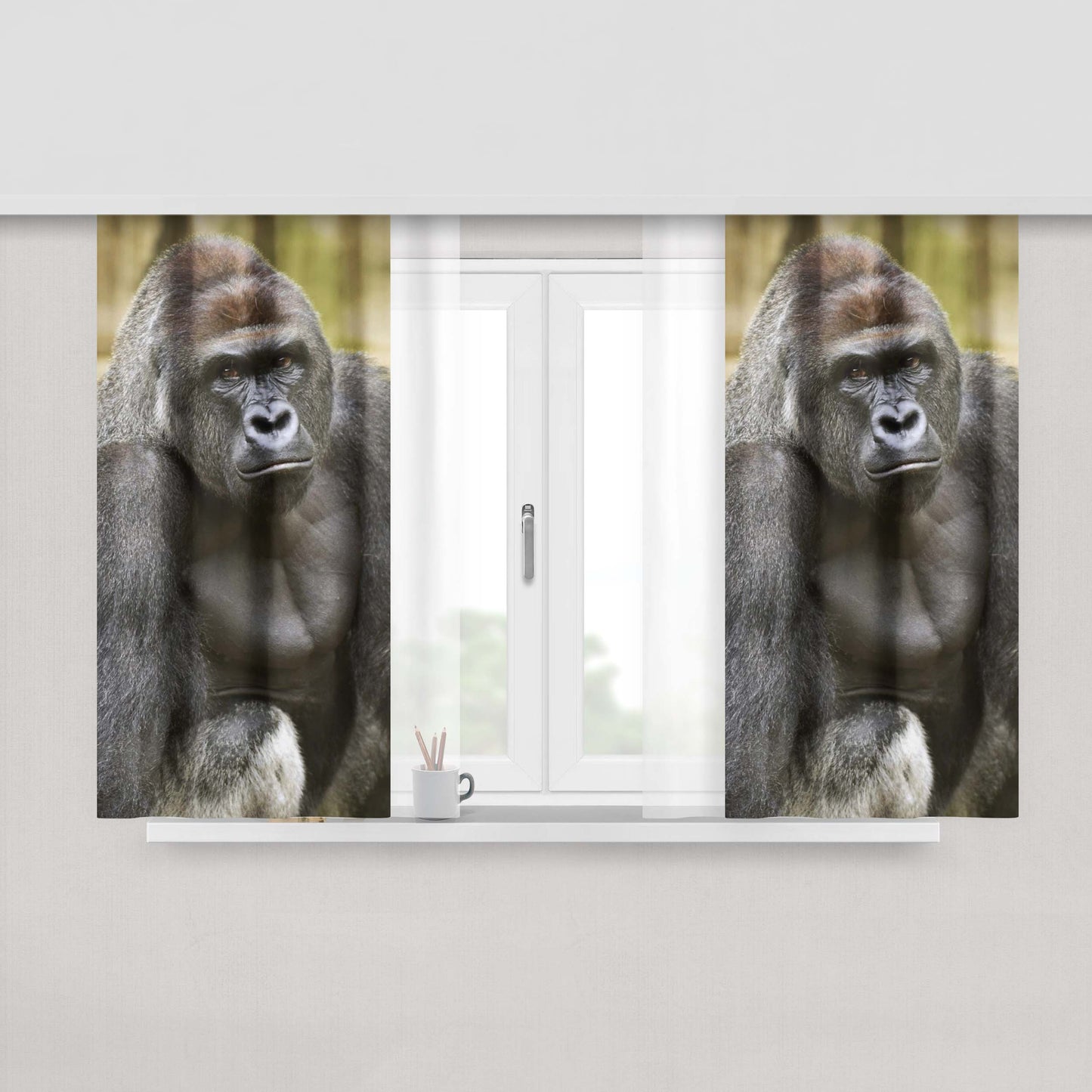 Harambe The Gorilla Peach Skin Window Curtains