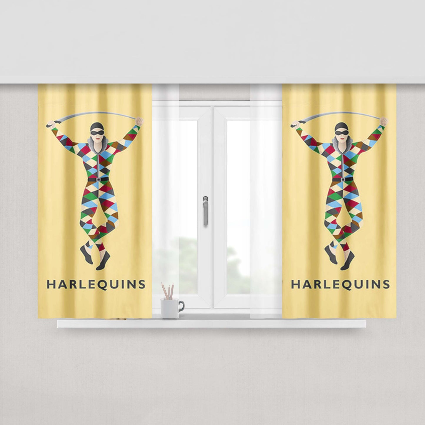 Harlequins Logo Fabric Window Curtains