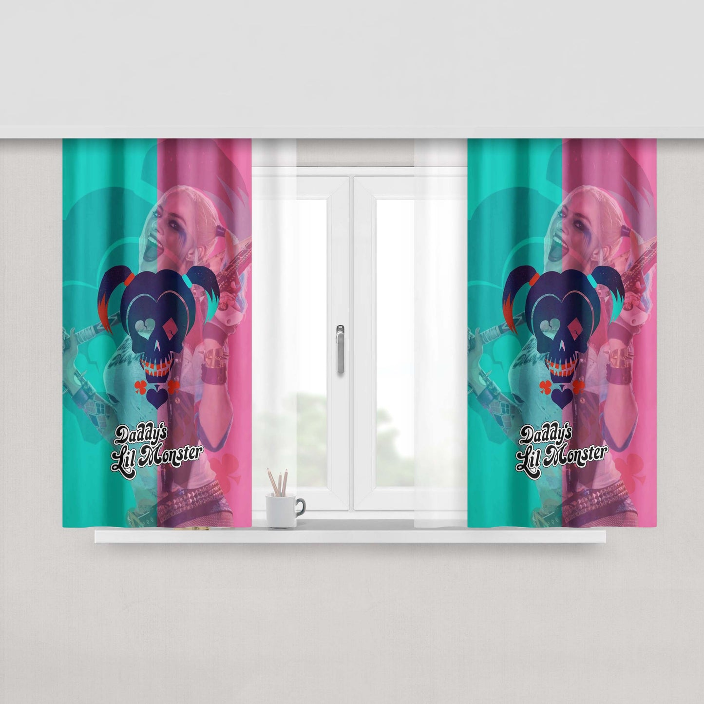 Harley Queen Hero Peach Skin Window Curtains